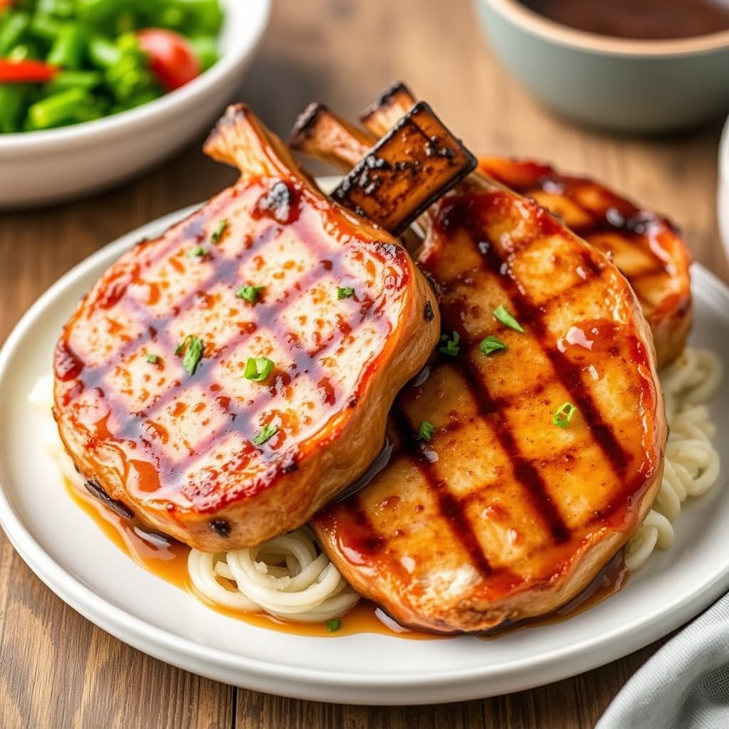 Grillede søte og syrlige svinekoteletter