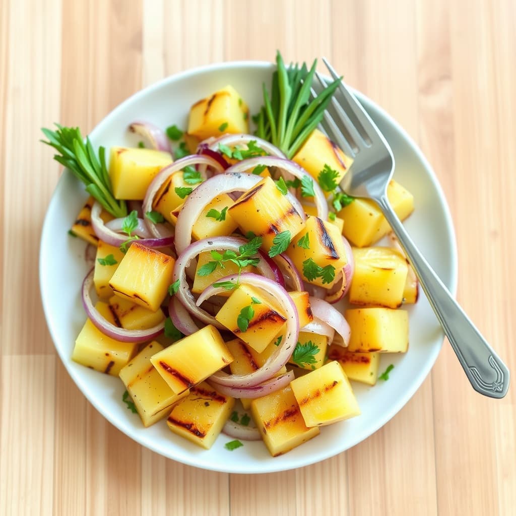 Grillet ananas- og løksalat