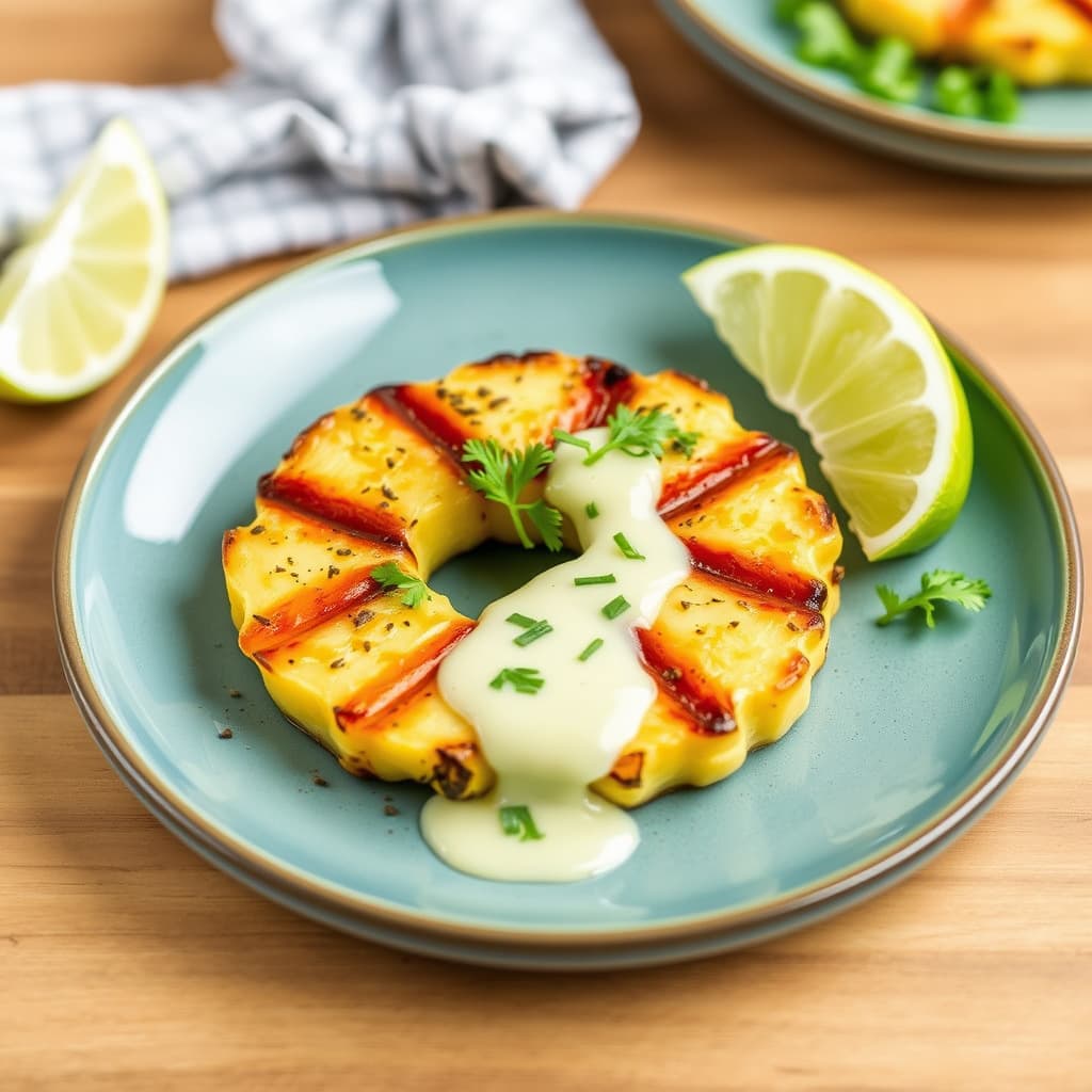 Grillet ananasring med tequila-lime saus