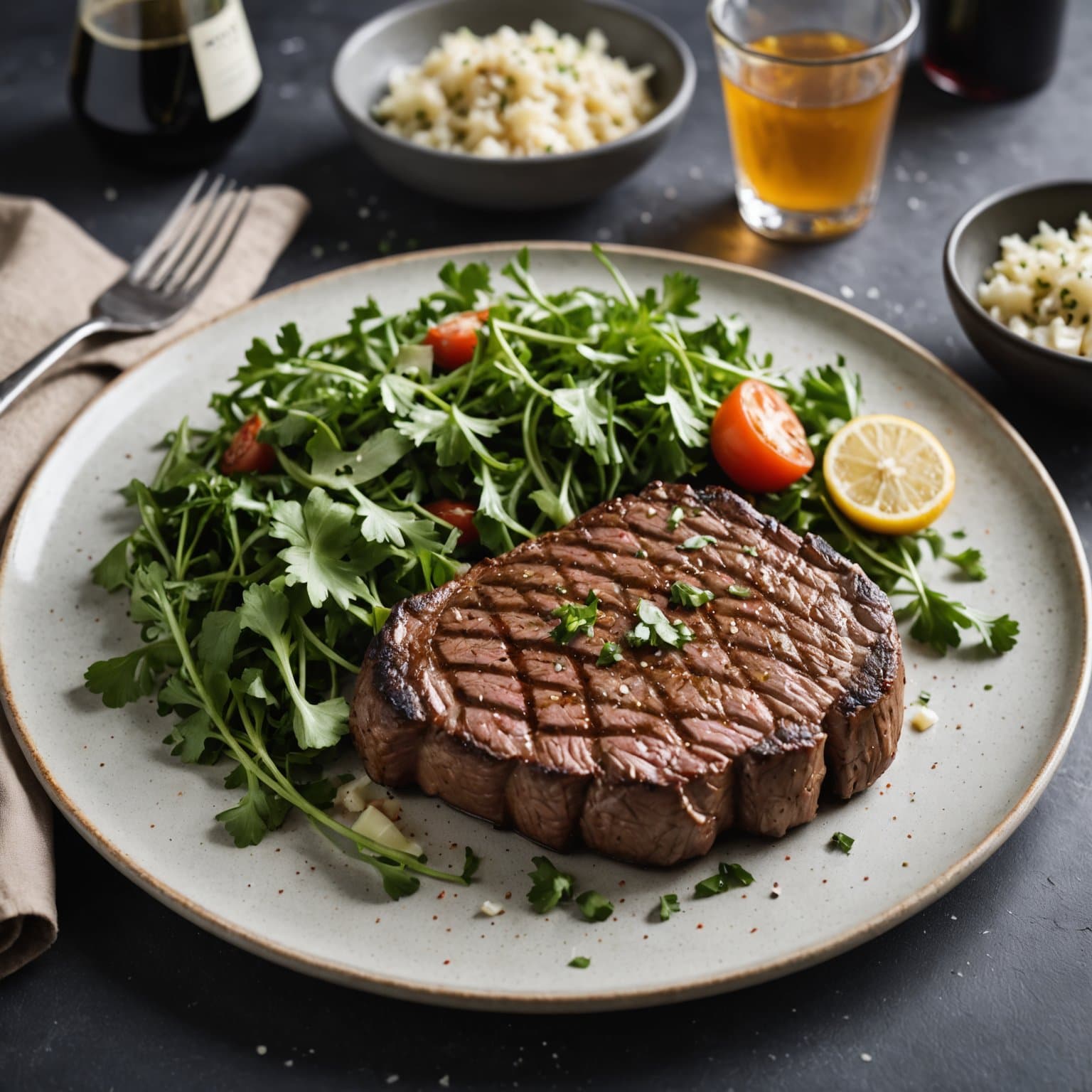 Grillet biff med persille- og parmesansalat