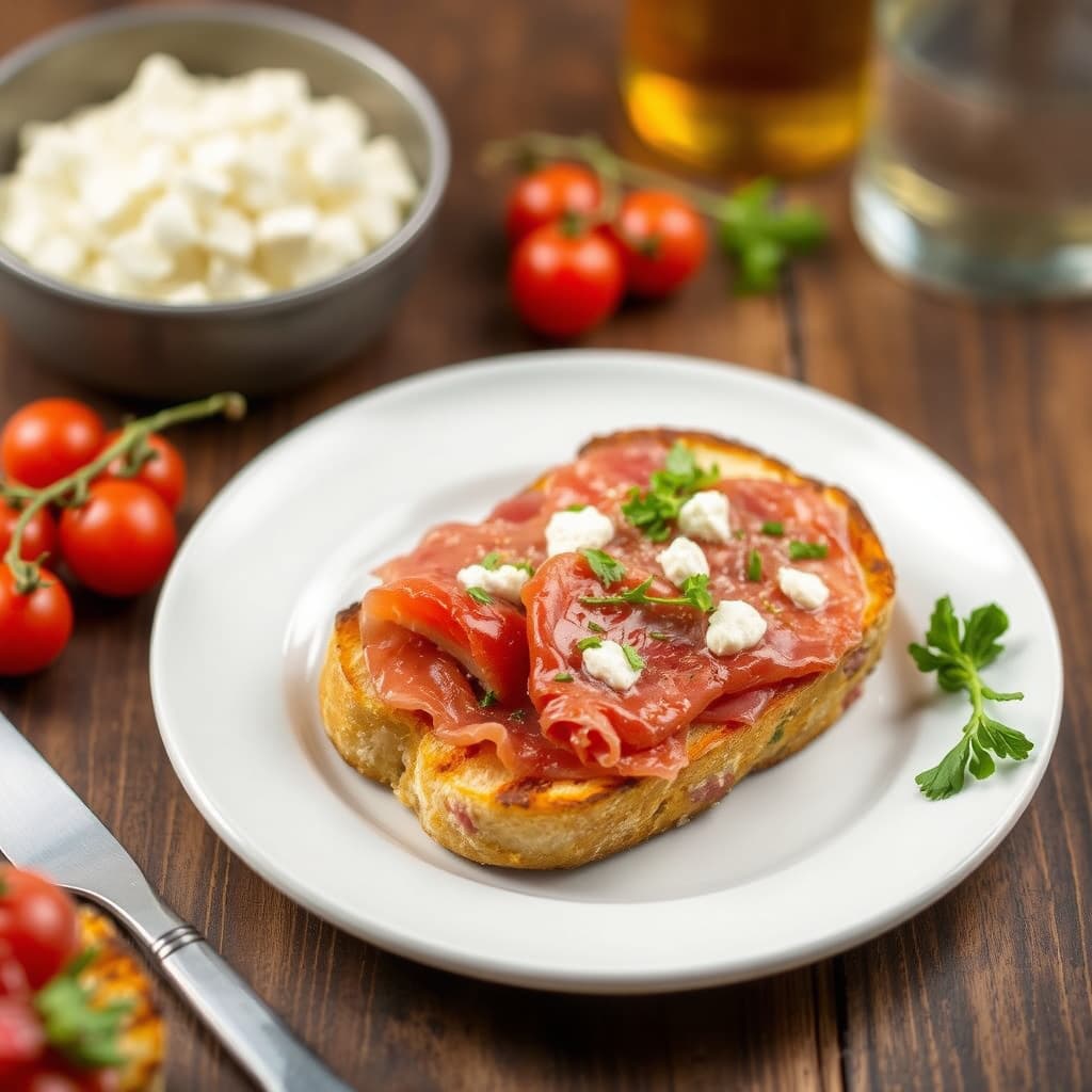 Grillet brød med prosciutto