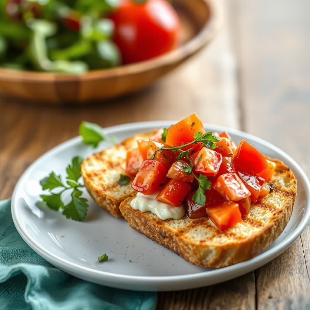 Grillet brød med tomat- og ingefærsalat