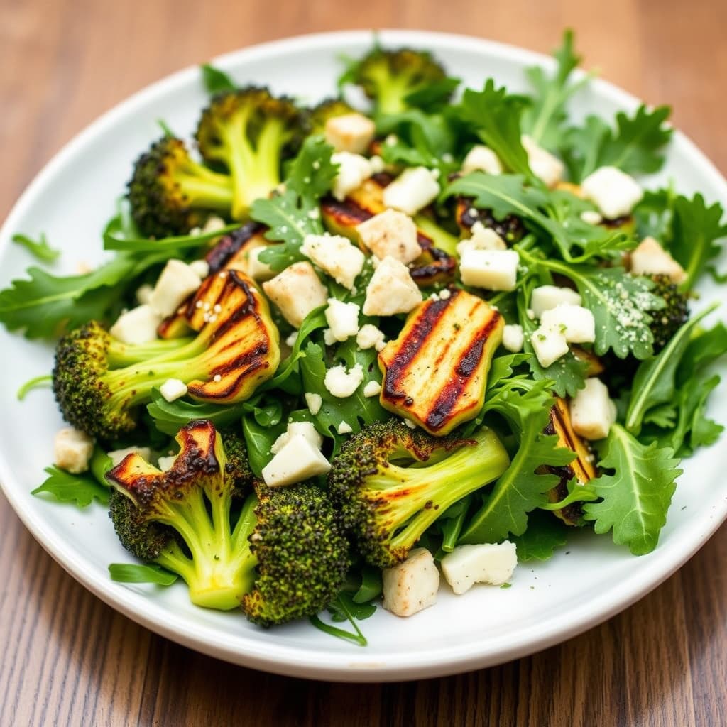 Grillet brokkoli- og ruccolasalat