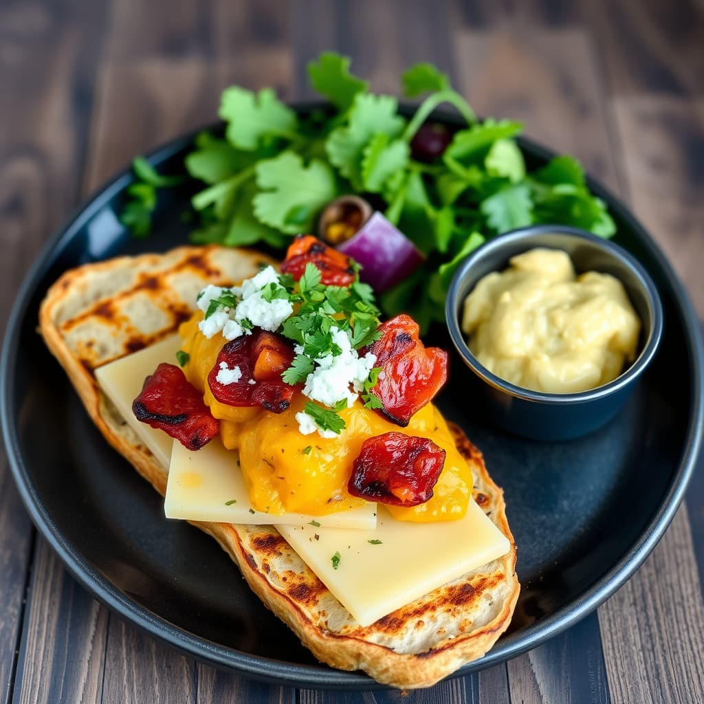 Grillet cheddarost og bacon med mangochutney