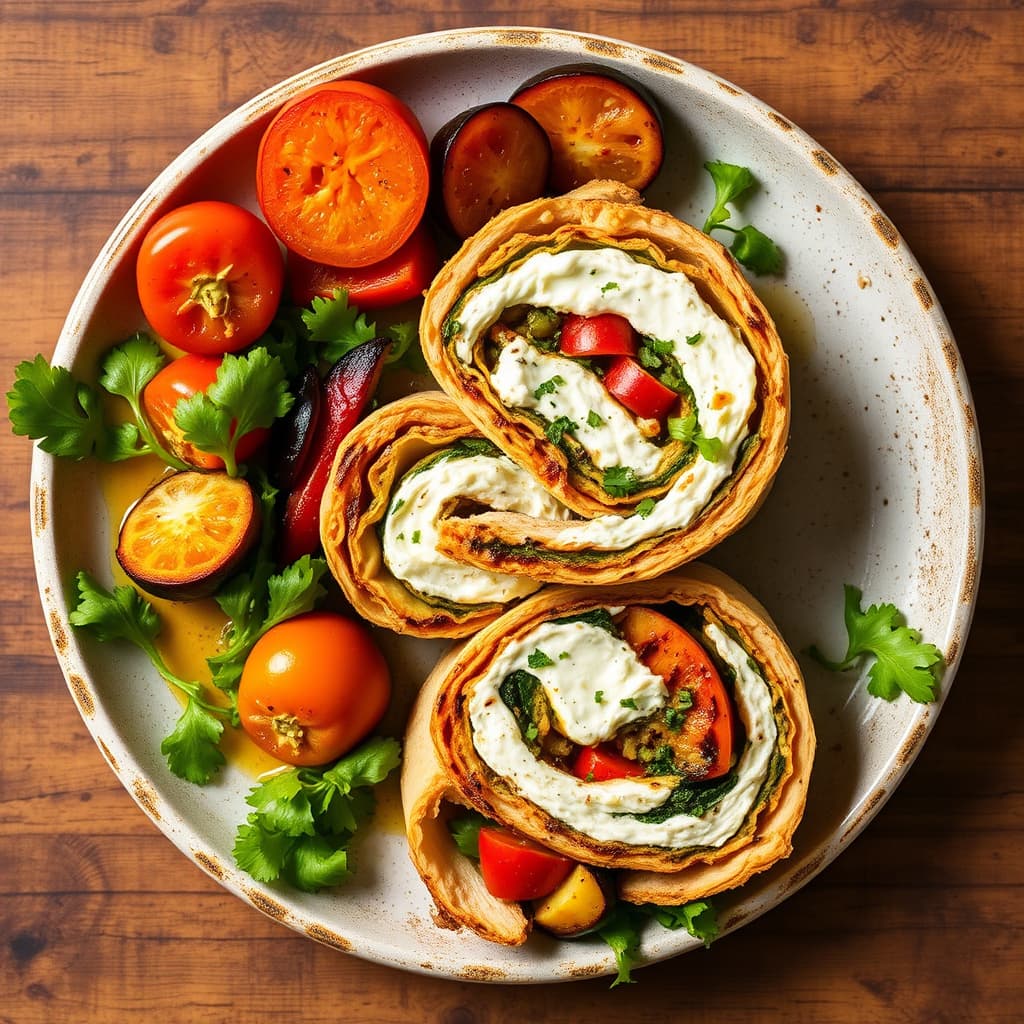 Grillet grønnsaks- og geitostroulade