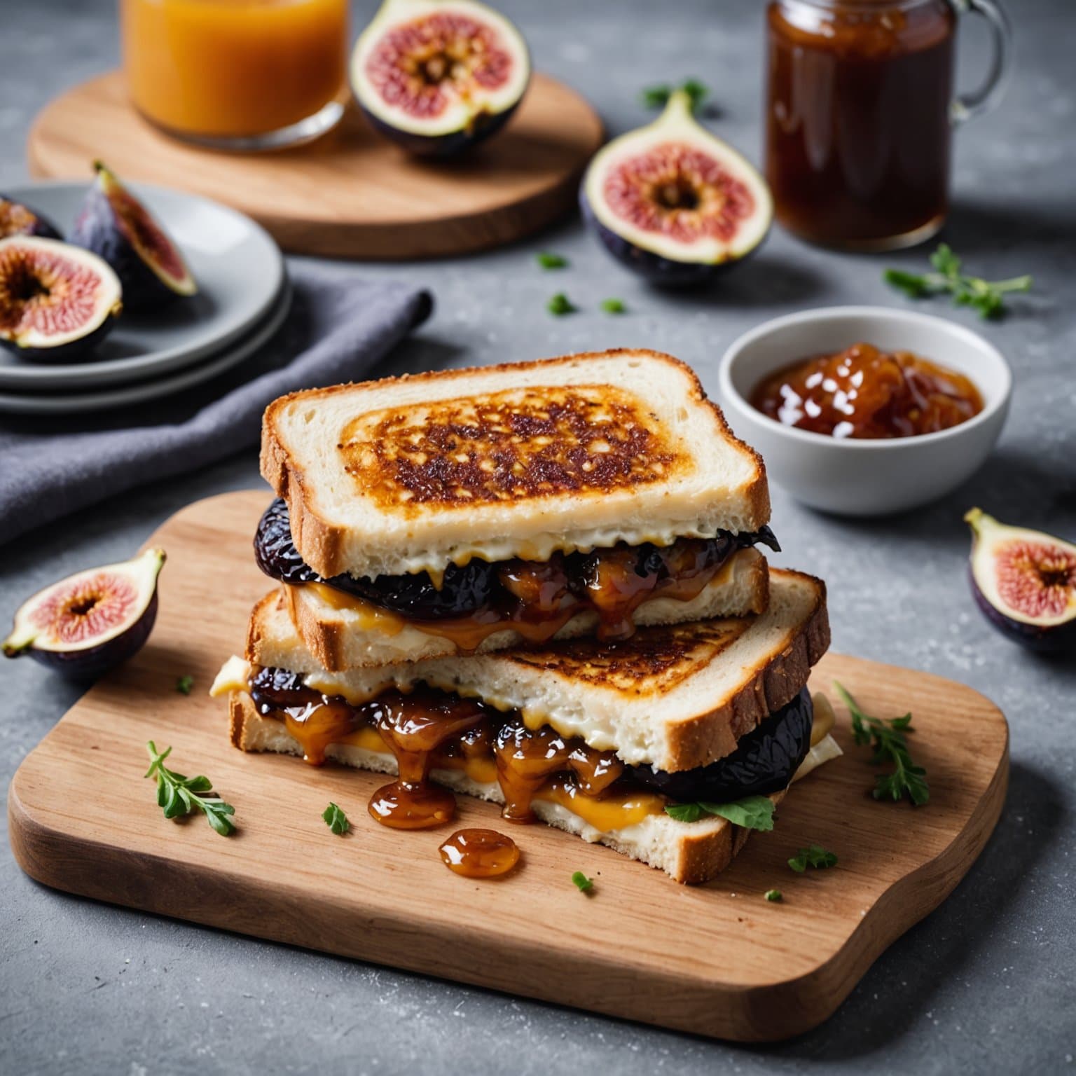 Grillet håndverksostesmørbrød med cheddar og fikenmarmelade