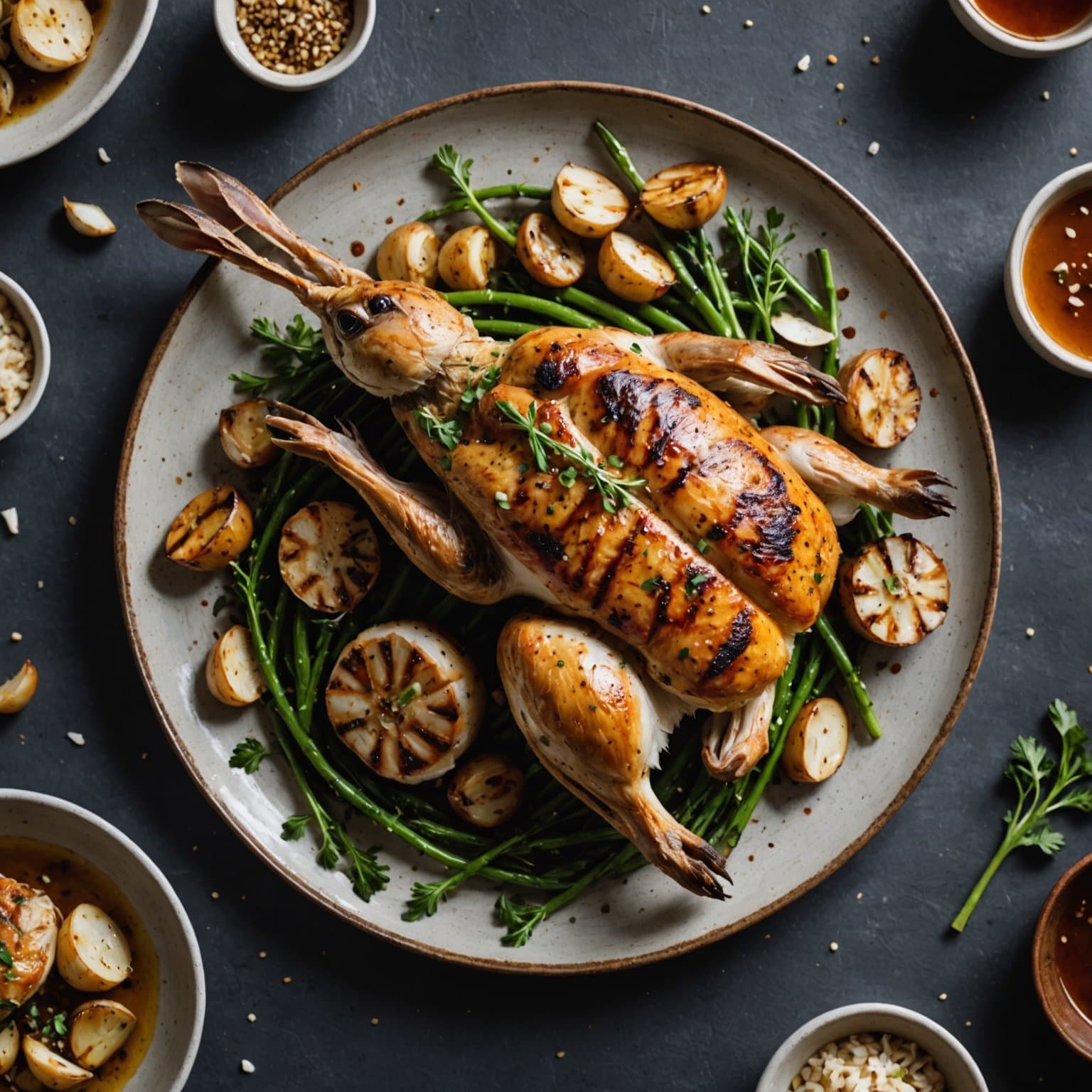 Grillet hvitløkskanin