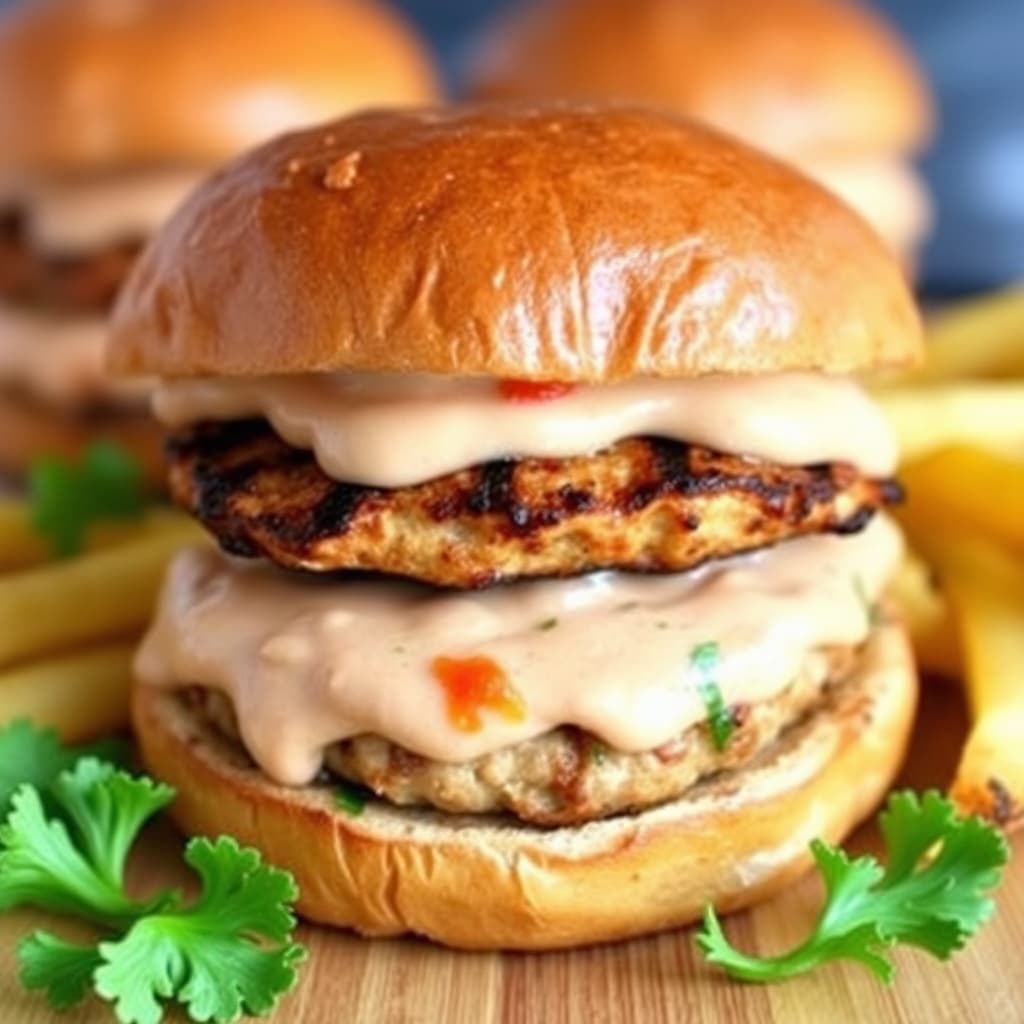 Grillet kalkunburger med søt peppermayo