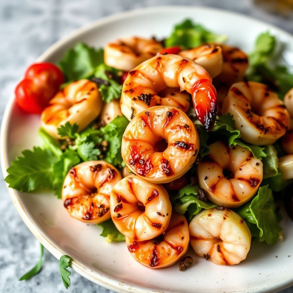 Grillet krydret reke "Nicoise" salat