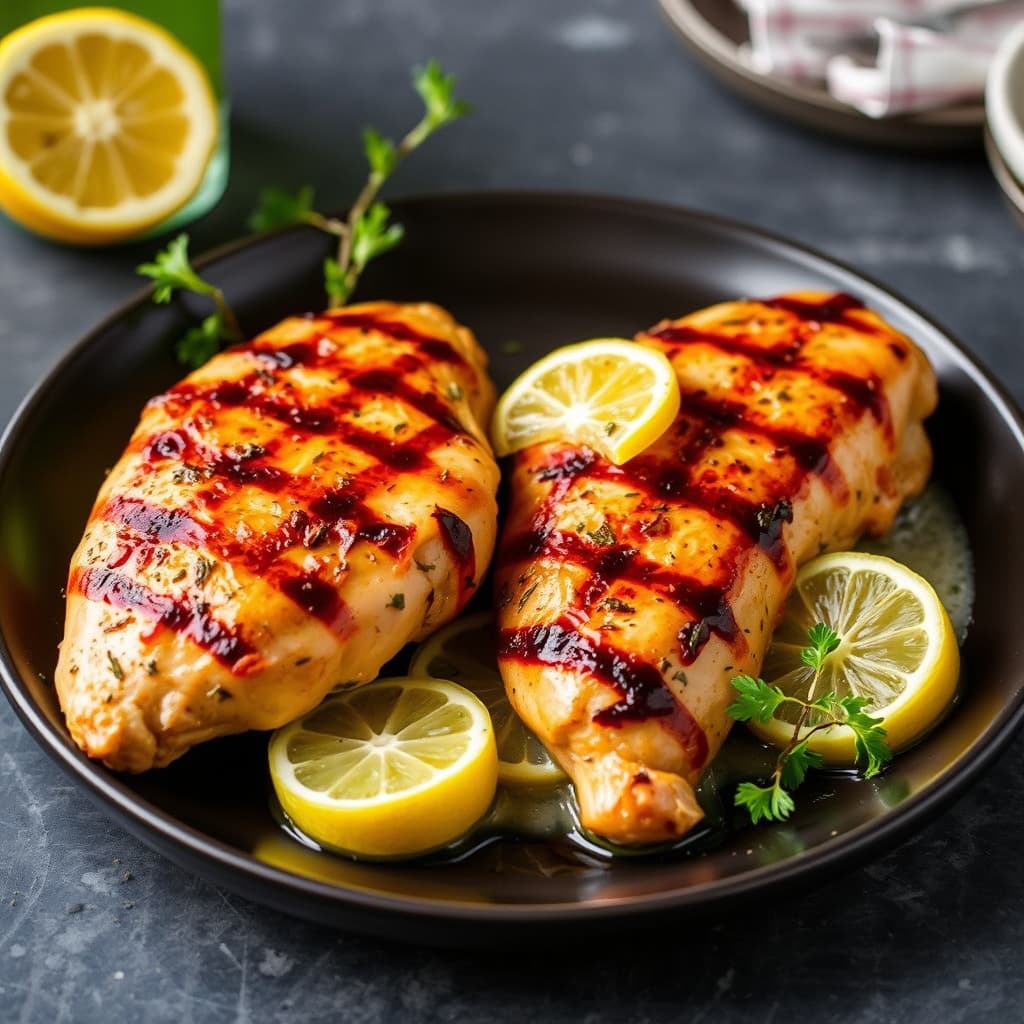 Grillet kylling marinert i sitron og gin