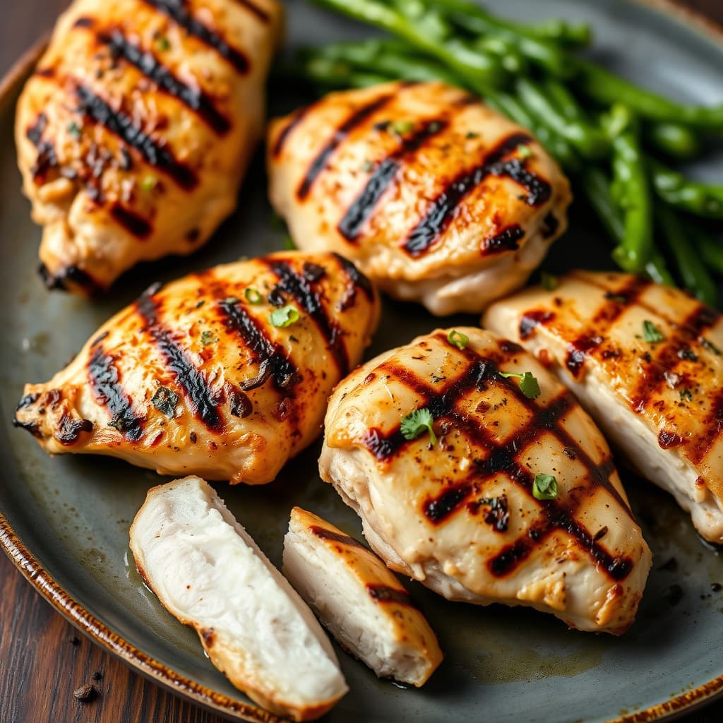 Grillet kylling med bein, bryststykker og biter