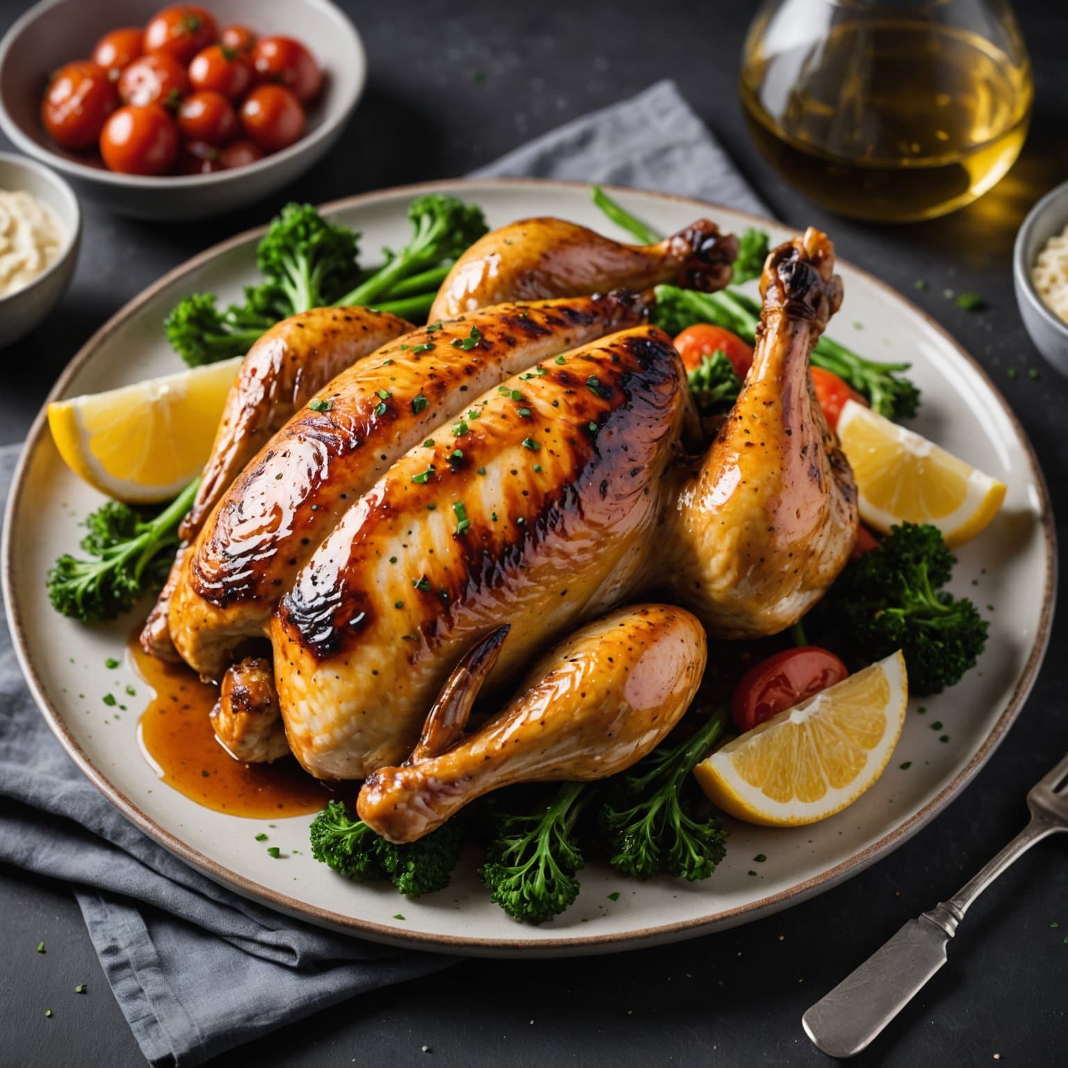 Grillet kylling med glassaktig skinn