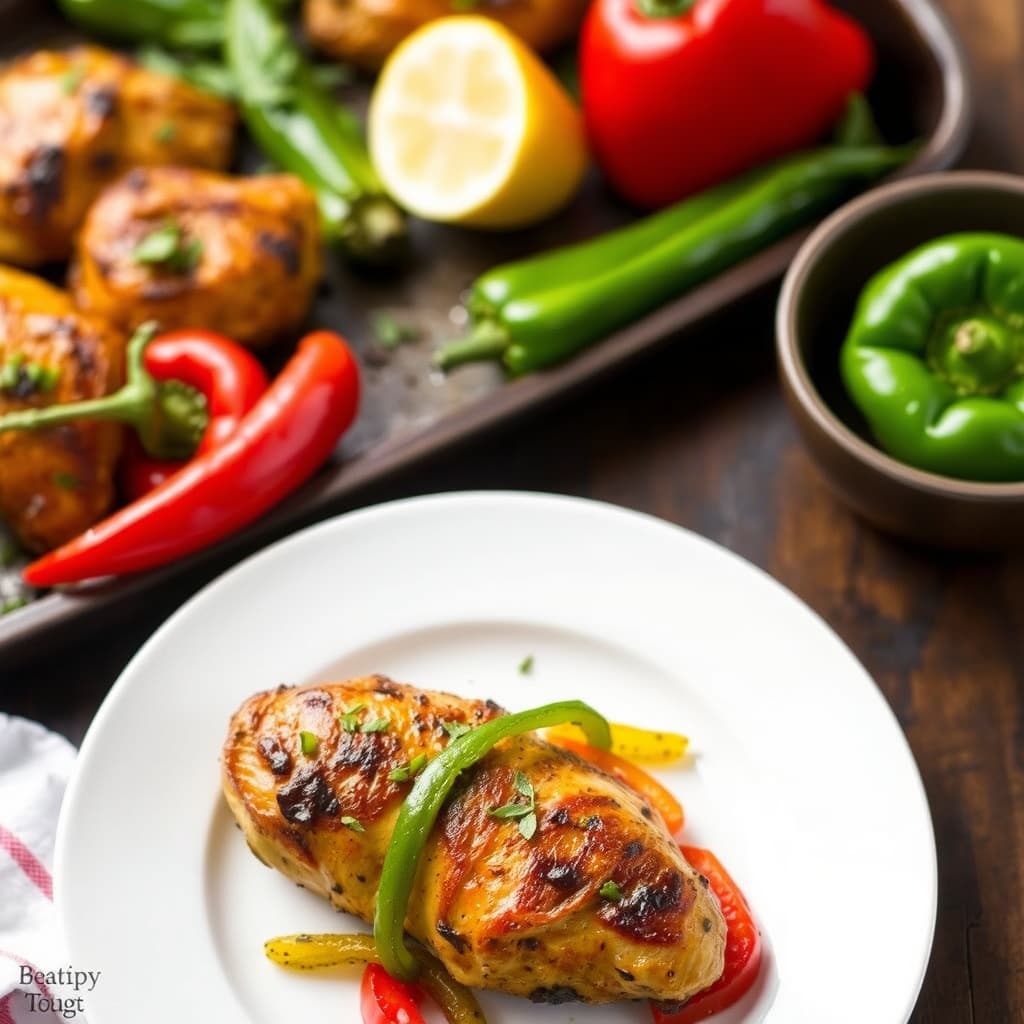 Grillet kylling med paprika