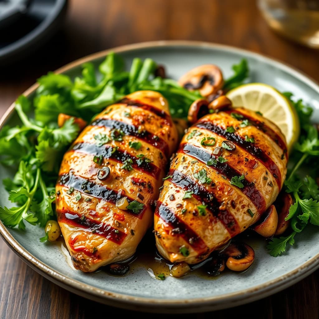 Grillet kyllingbryst med shiitake-soppvinaigrette