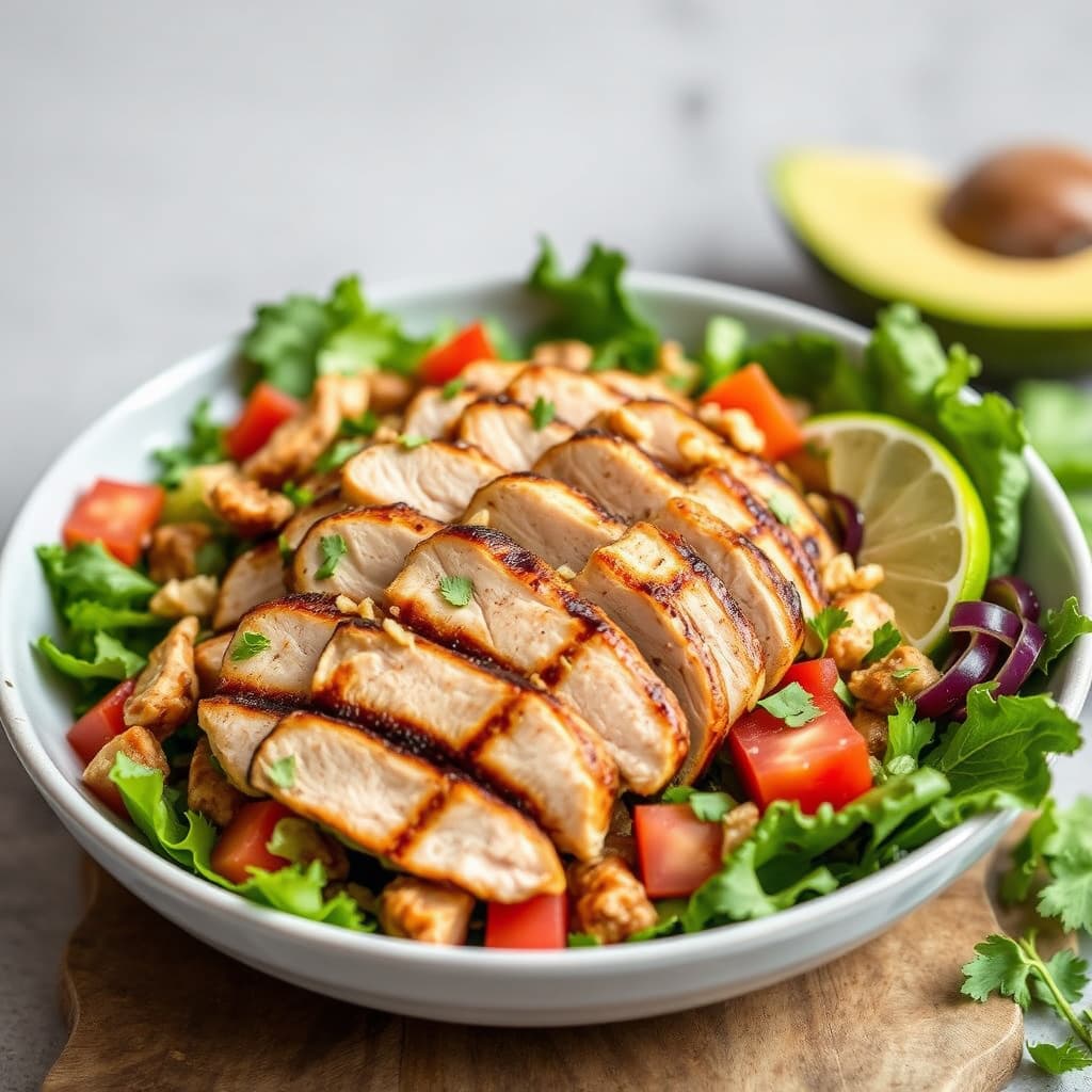 Grillet kyllingsalat med posole