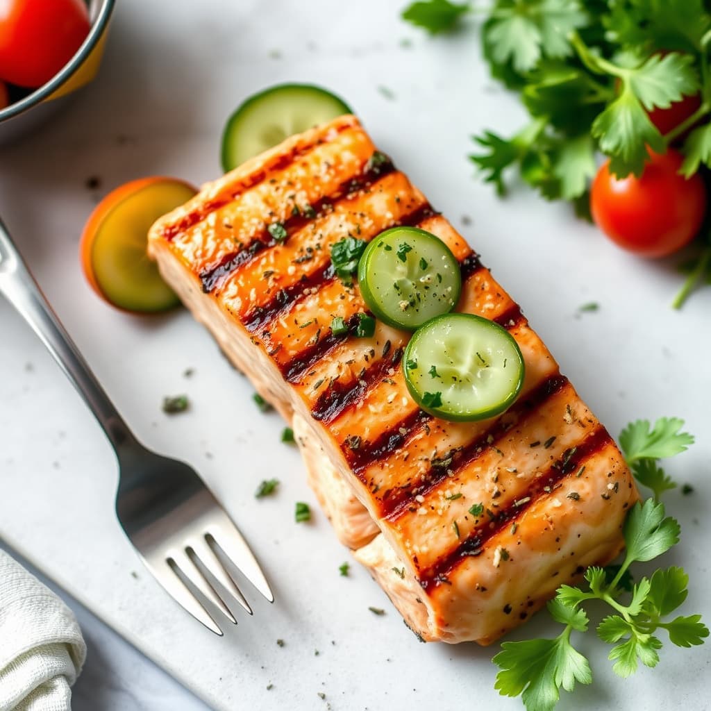 Grillet laks med agurksalat