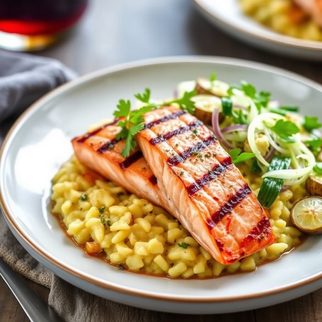 Grillet laks og polenta med fennikelsalat