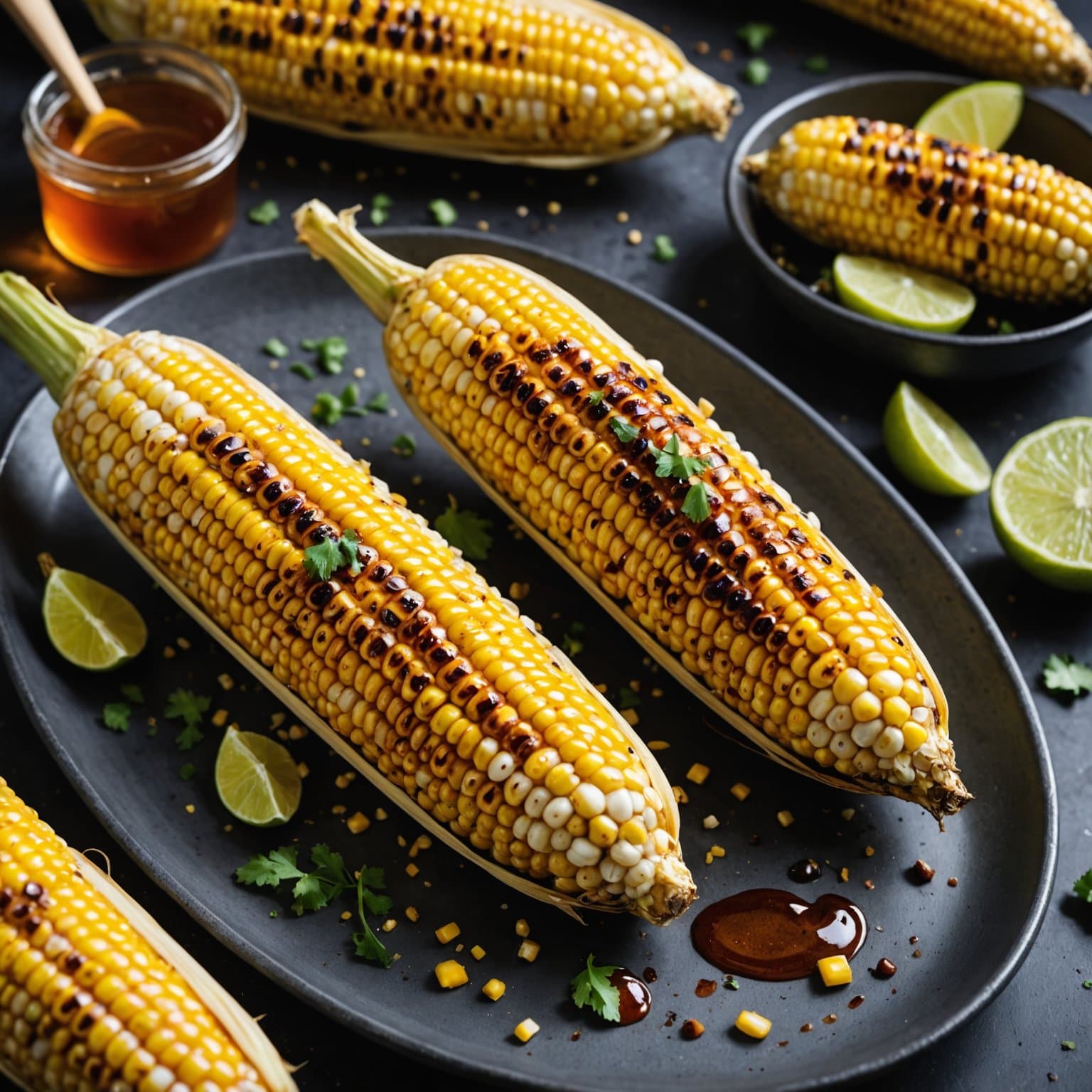 Grillet mais med honning-anchovitchili-smør