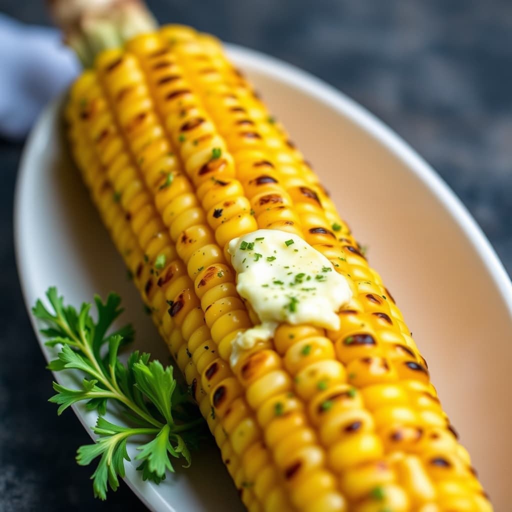 Grillet mais med hvitløkssmør