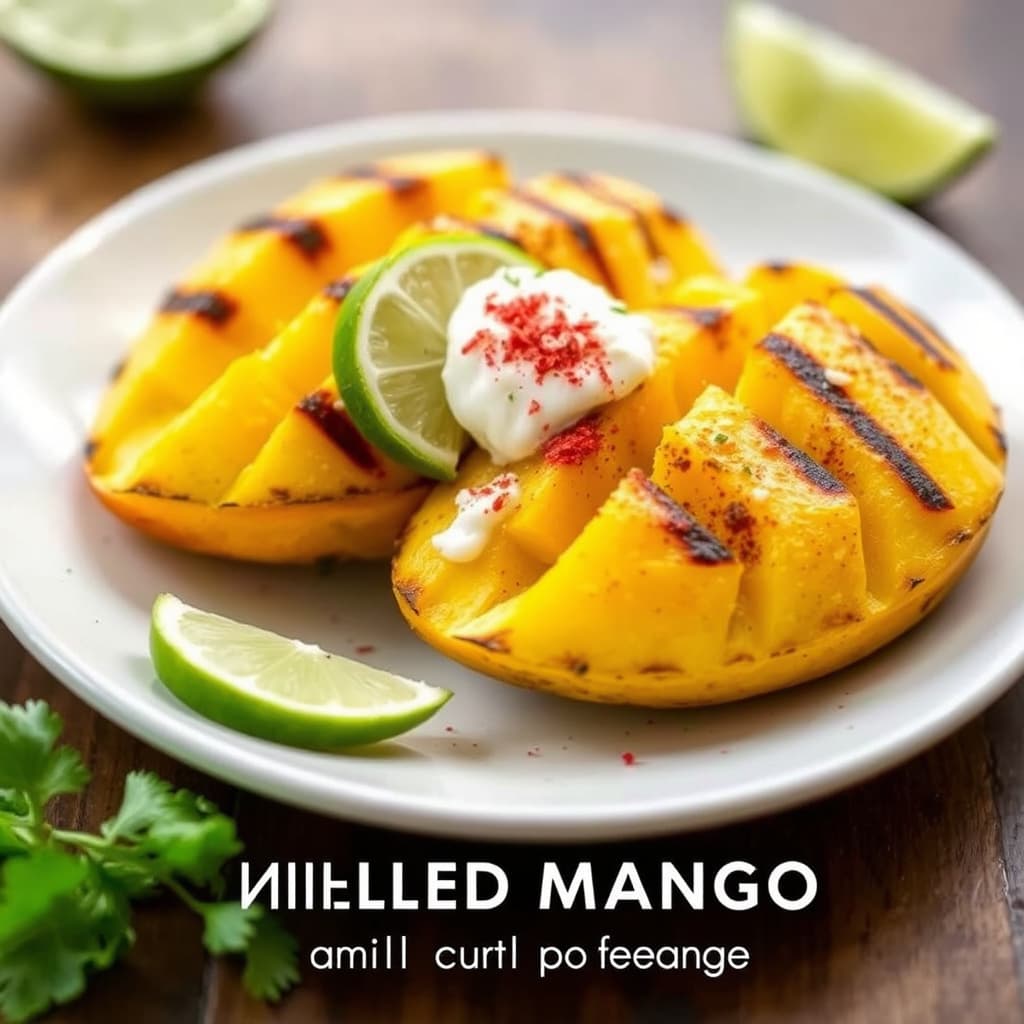 Grillet mango med lime, salt og ancho-pulver