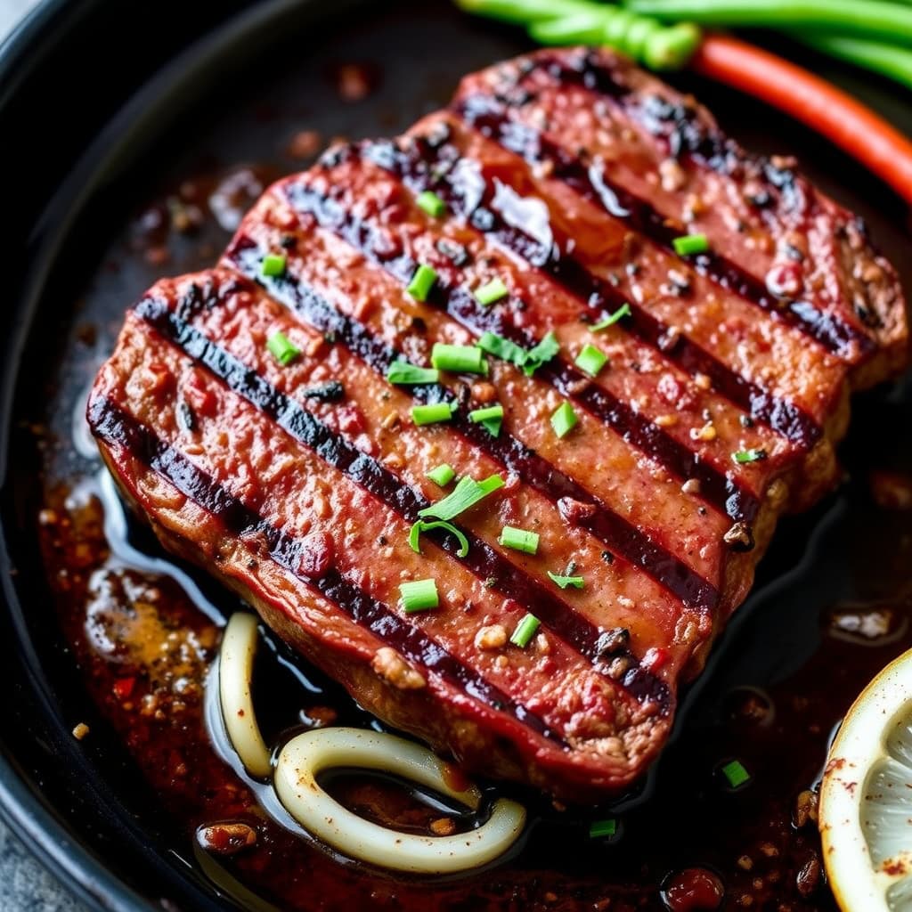 Grillet oksebryst med løkmarinade