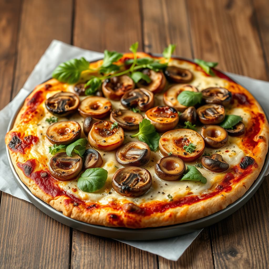 Grillet pizza med blandede sopp