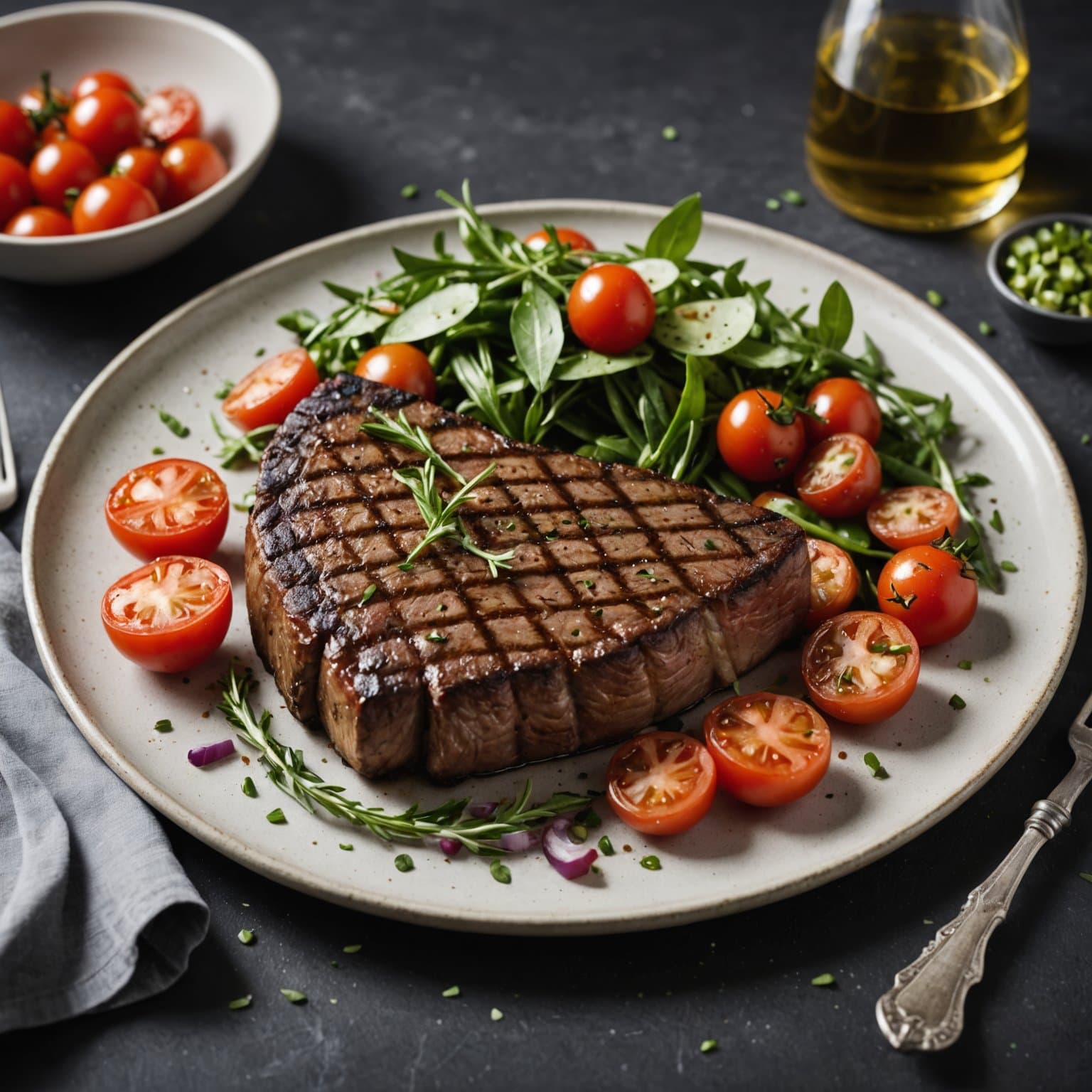 Grillet porterhouse med estragon- og tomatsalat