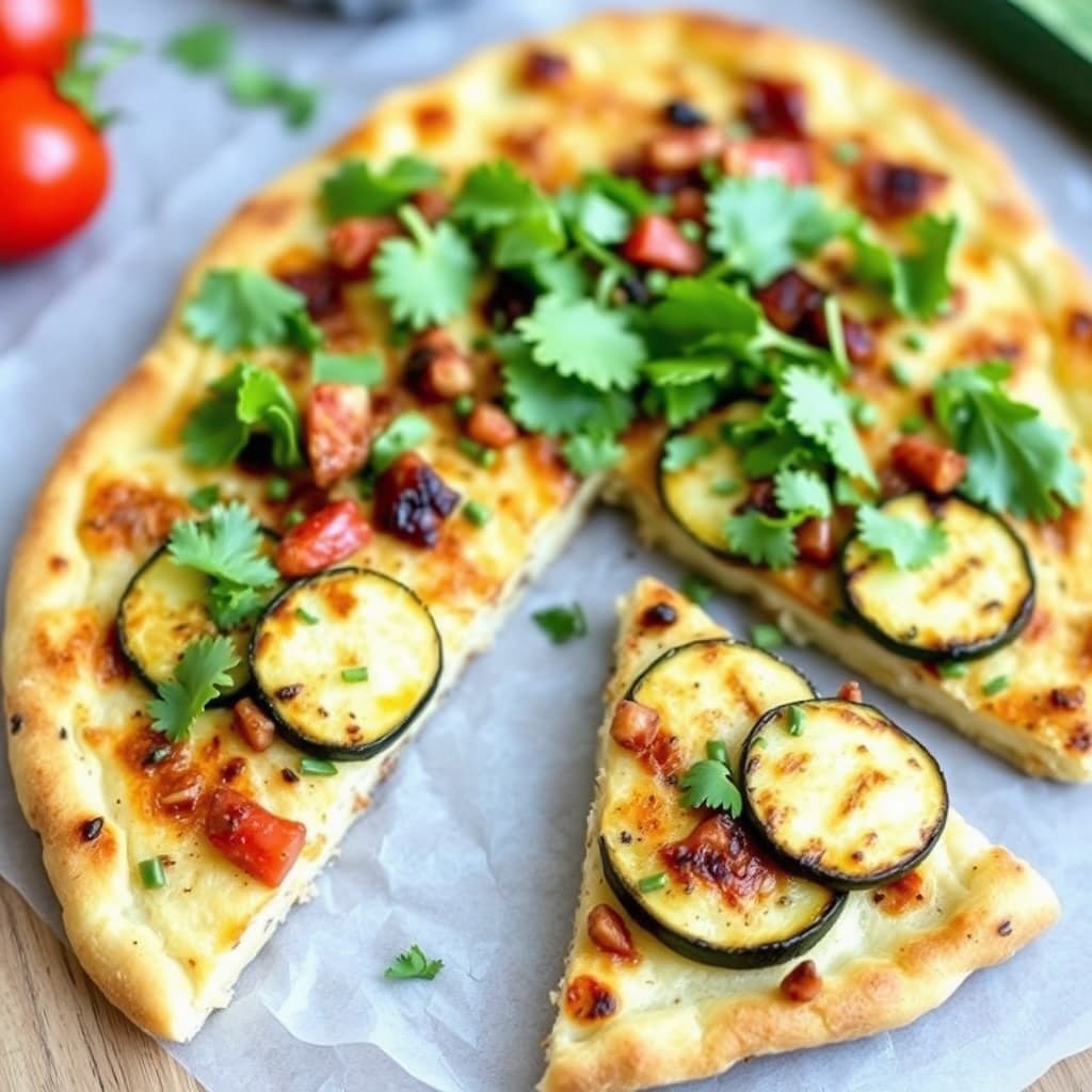 Grillet, smakfull zucchini-flatbrød