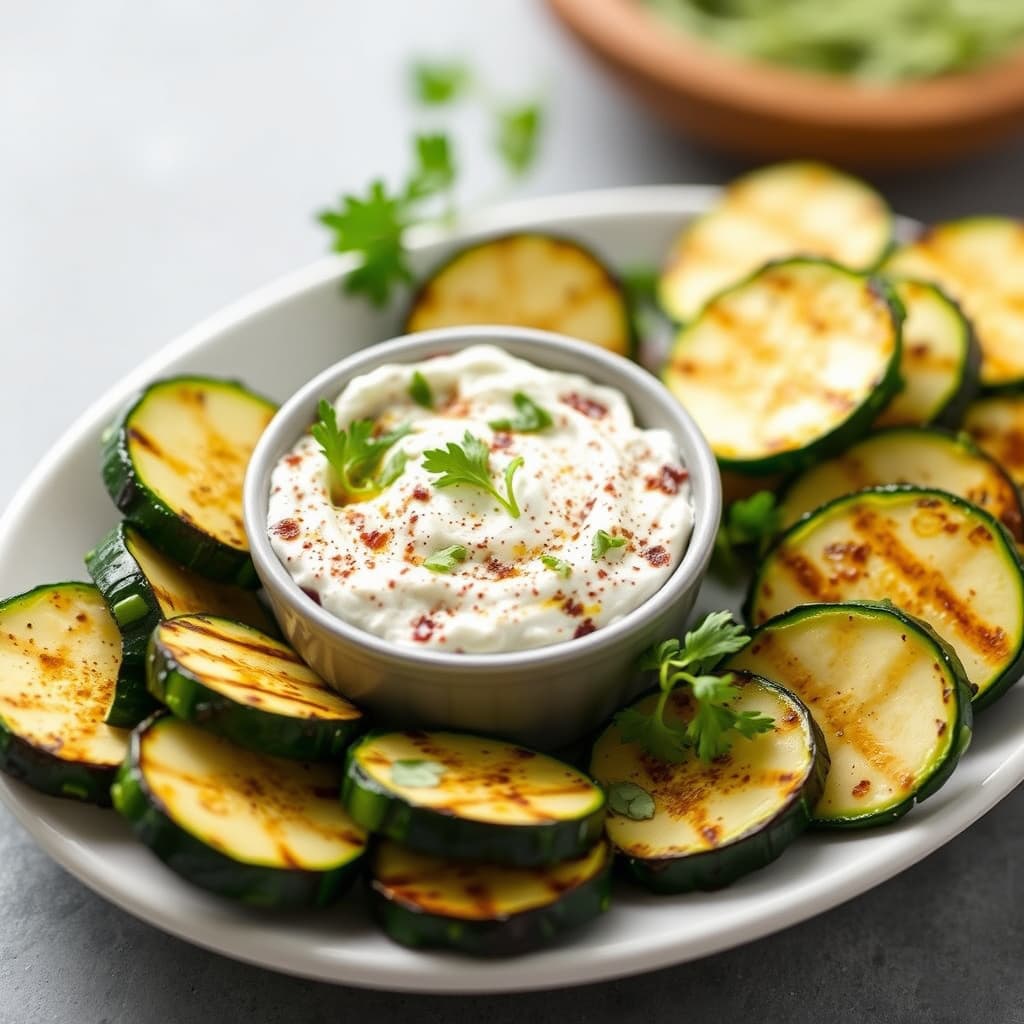 Grillet squash og yoghurtdip