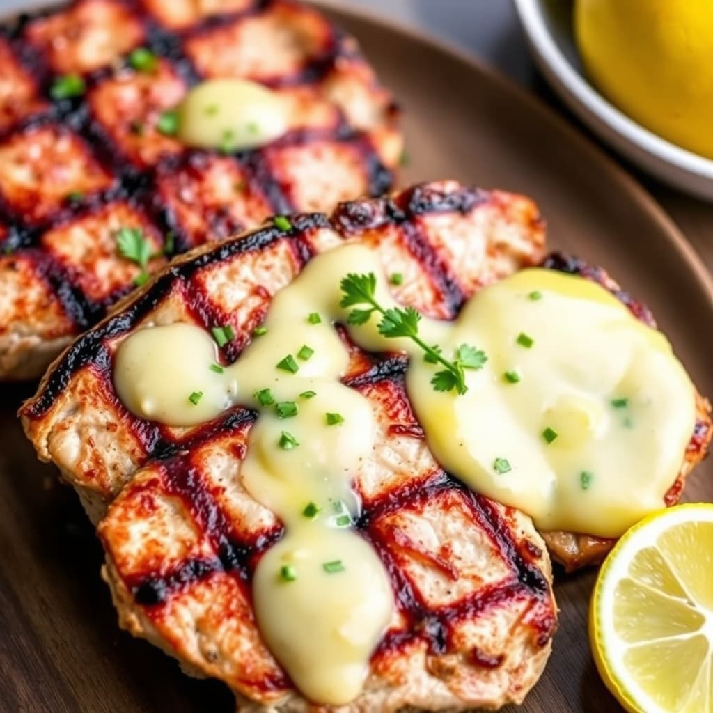 Grillet svinekotelett med sitron- og smørsauce