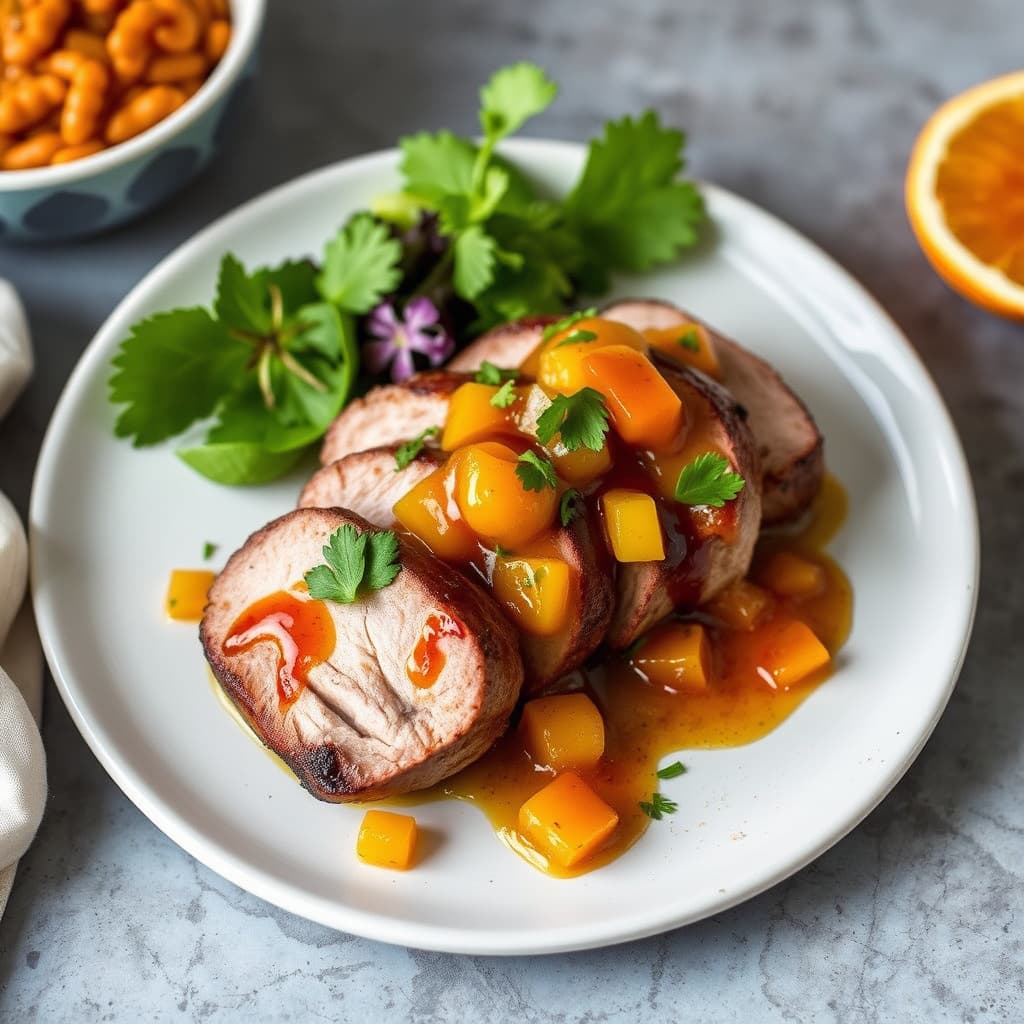 Grillet svinenakke med guavaglasur og appelsin-habanero mojo