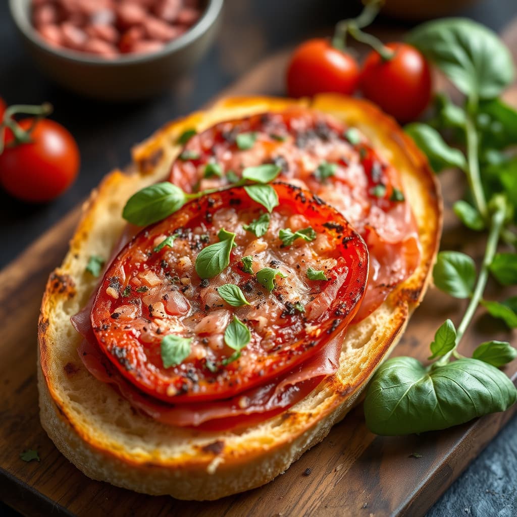 Grillet tomatbrød med prosciutto