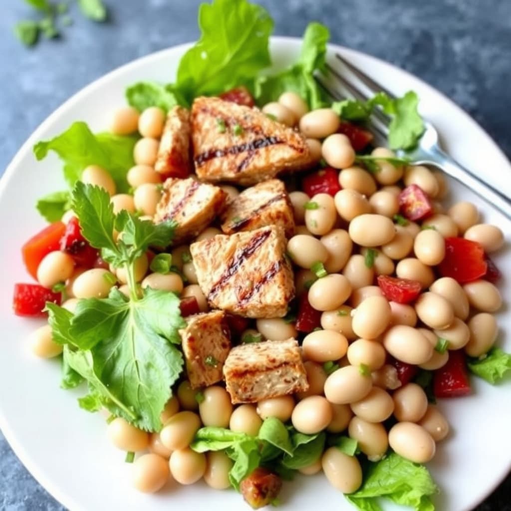Grillet tunfisk- og hvitbønnesalat