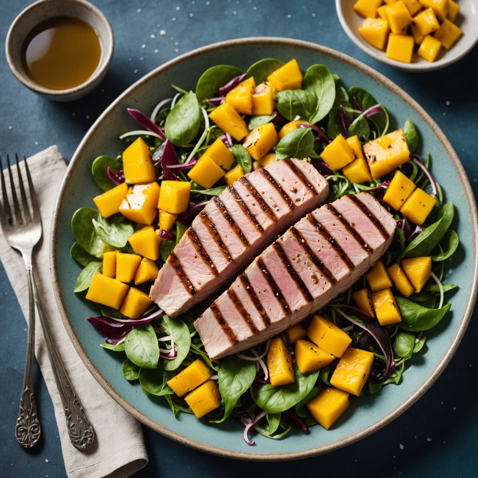 Grillet tunfisk- og mangosalat