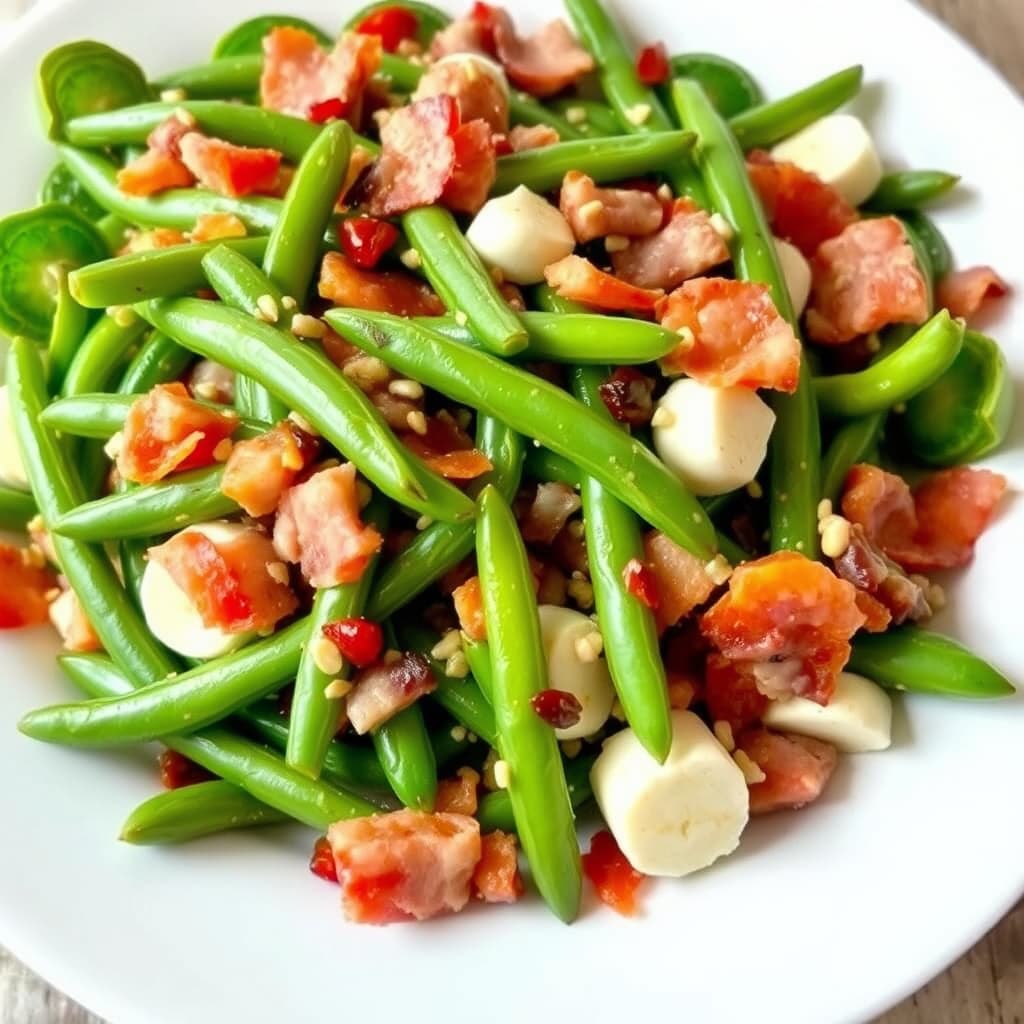 Grønn bønne- og baconsalat