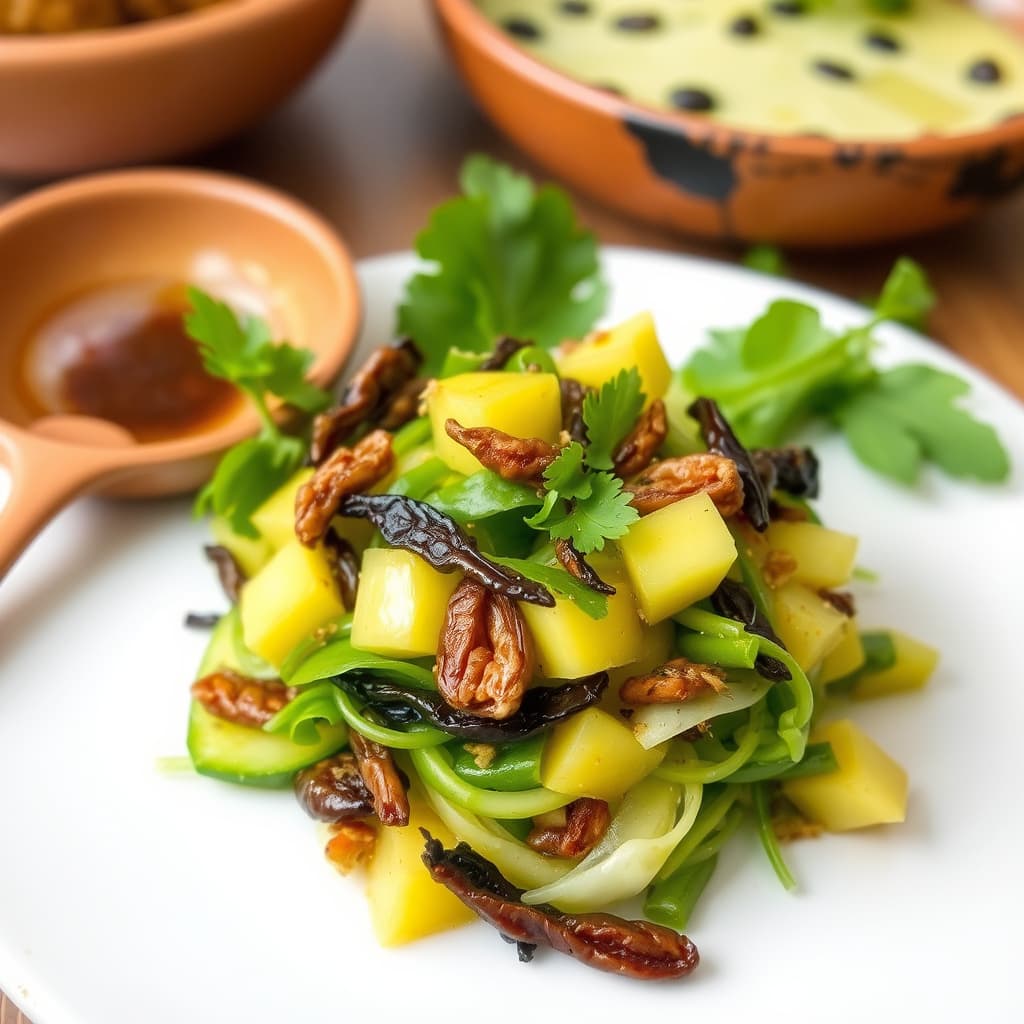 Grønn mango- og tørket ansjosalat: Goi Kho Ca Com Xoai Song