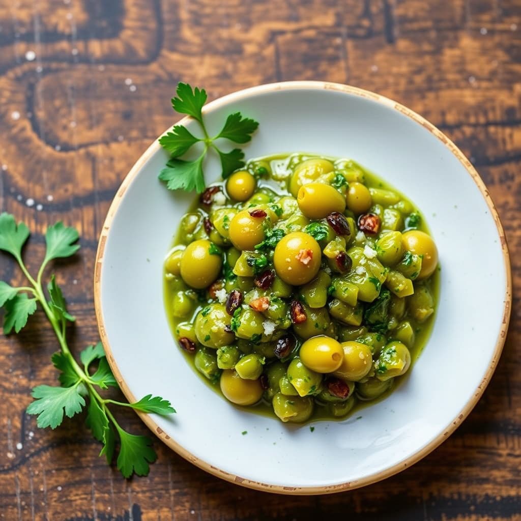 Grønn oliven- og korianderrøre