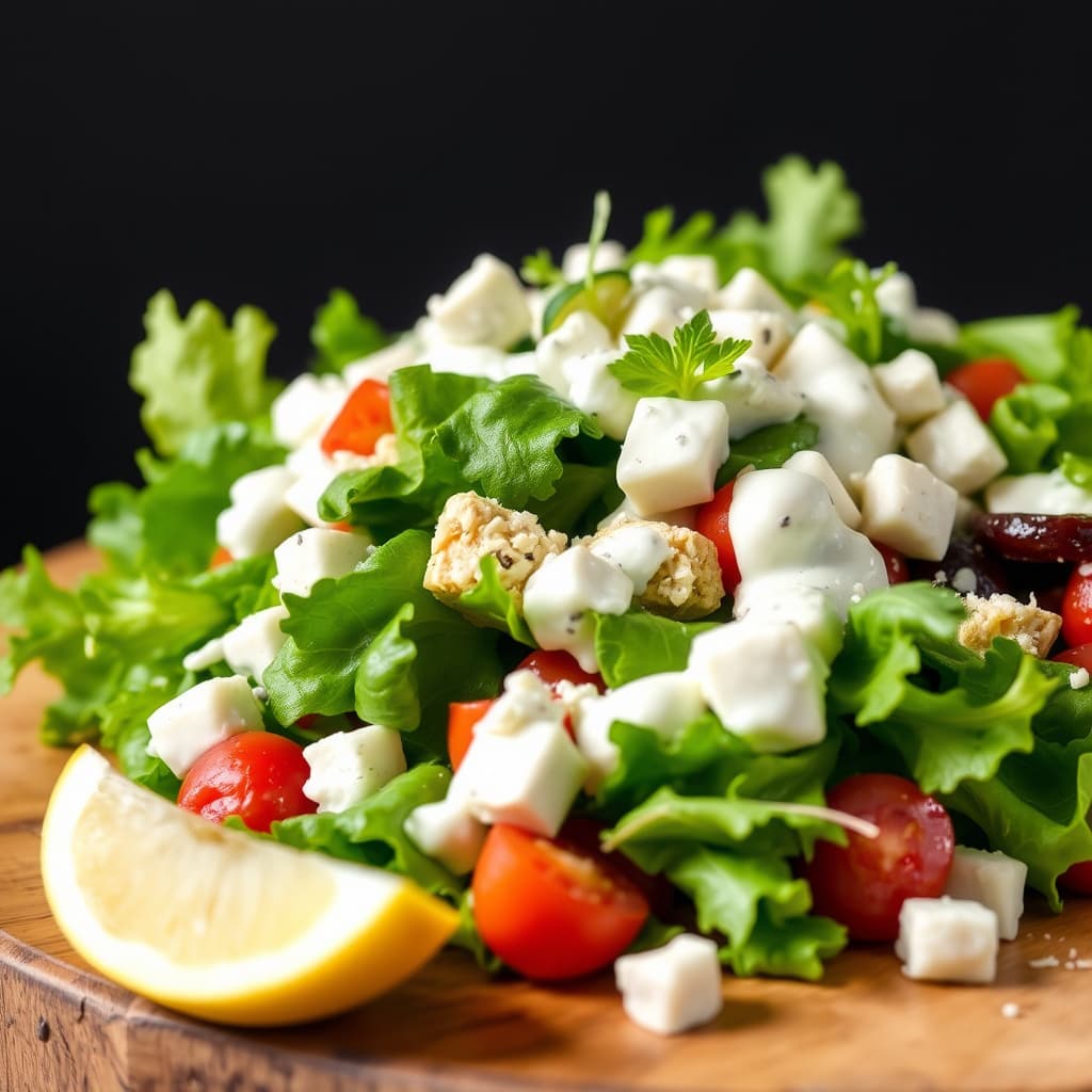 Grønn salat med kremet feta-dressing