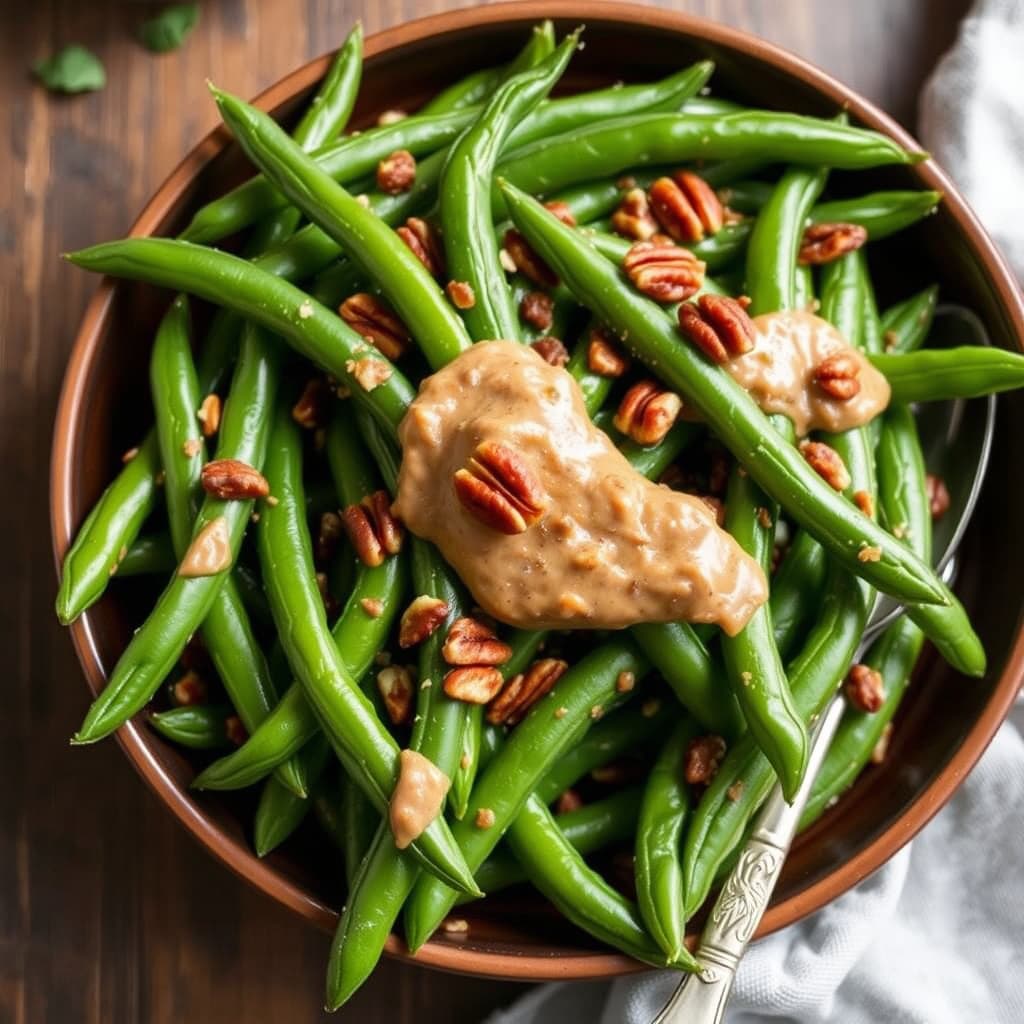 Grønne bønner med lønnesirup- og pekannøttsmør