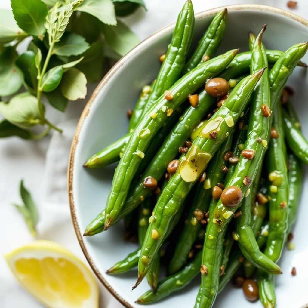 Grønne bønner med olivenolje