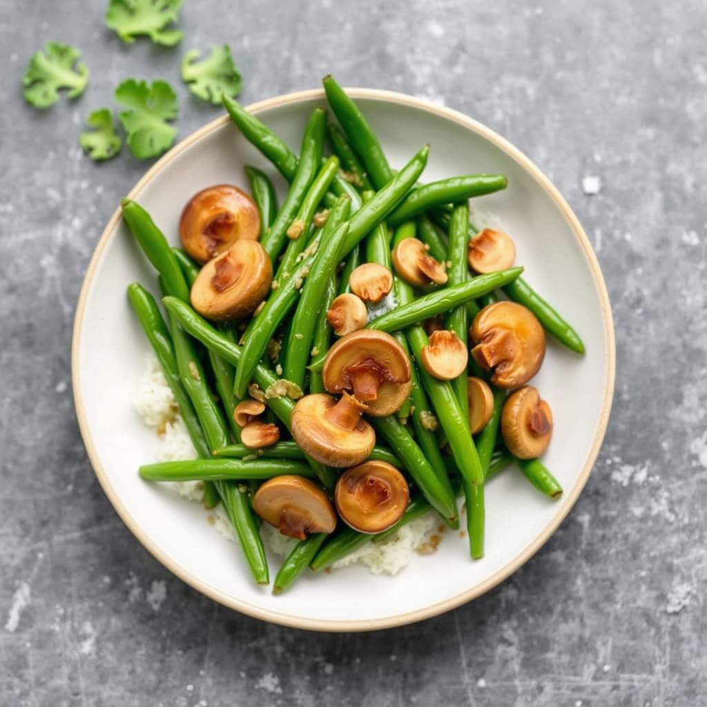 Grønne bønner med shiitakesopp
