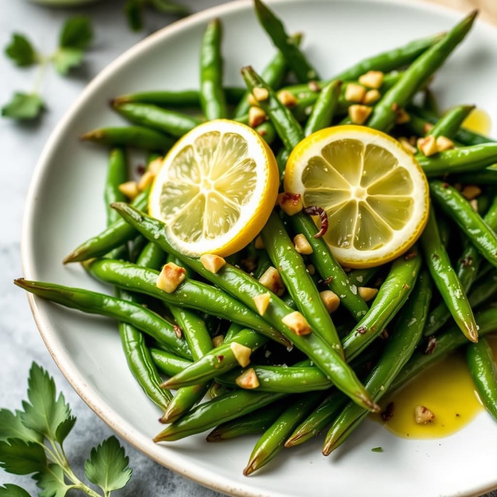 Grønne bønner med sitron og olje