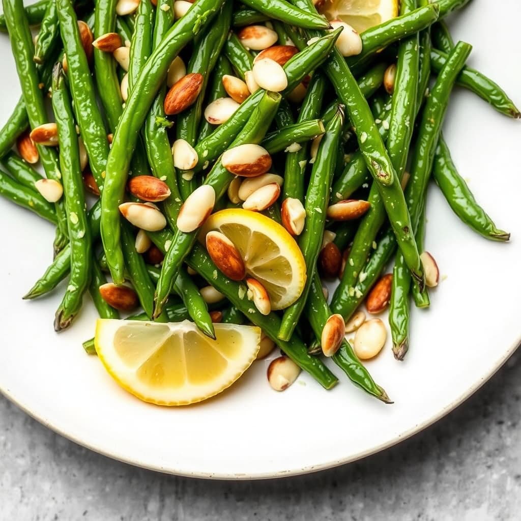 Grønne bønner med sitronvinaigrette og mandler