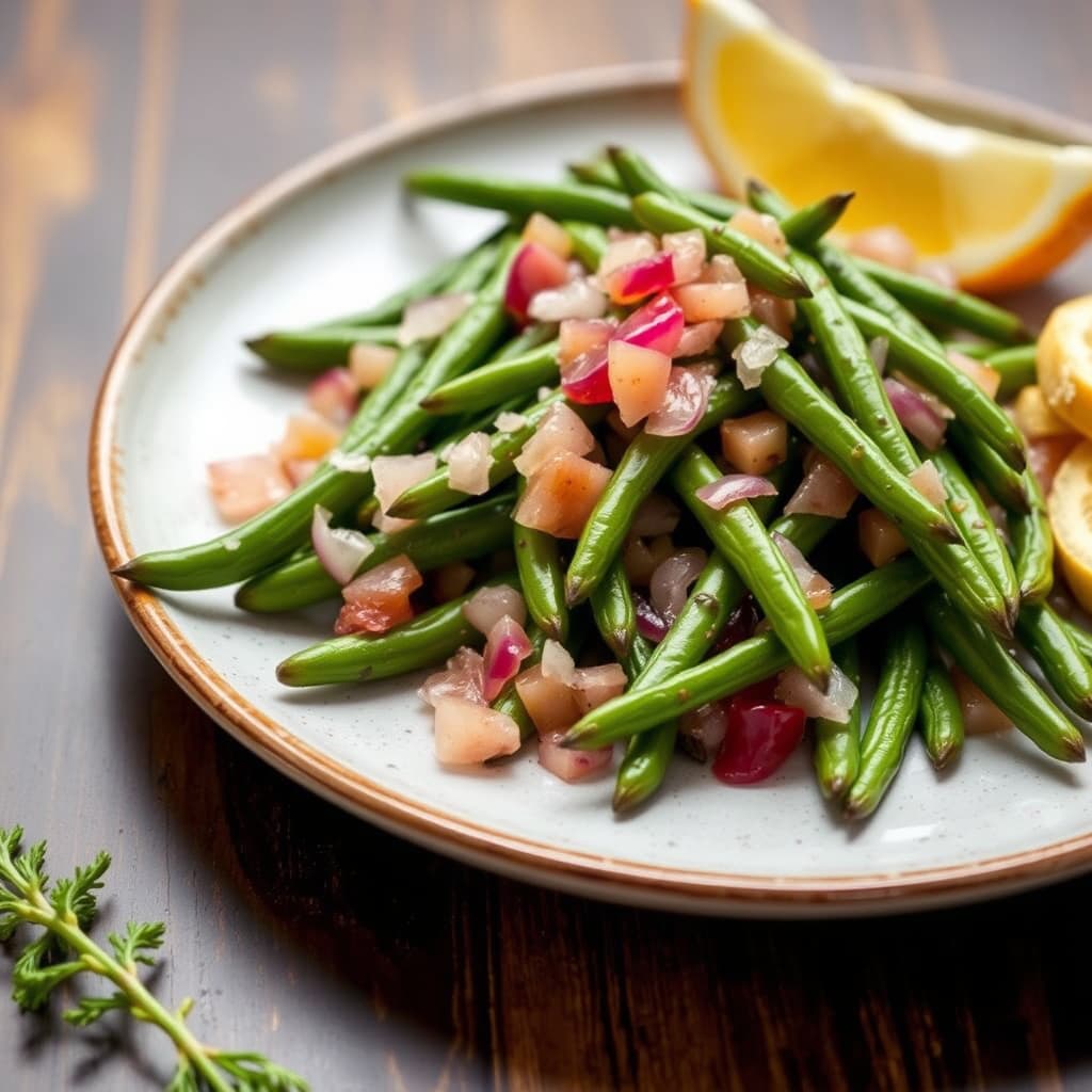 Grønne bønner med sylteagurk-løk relish