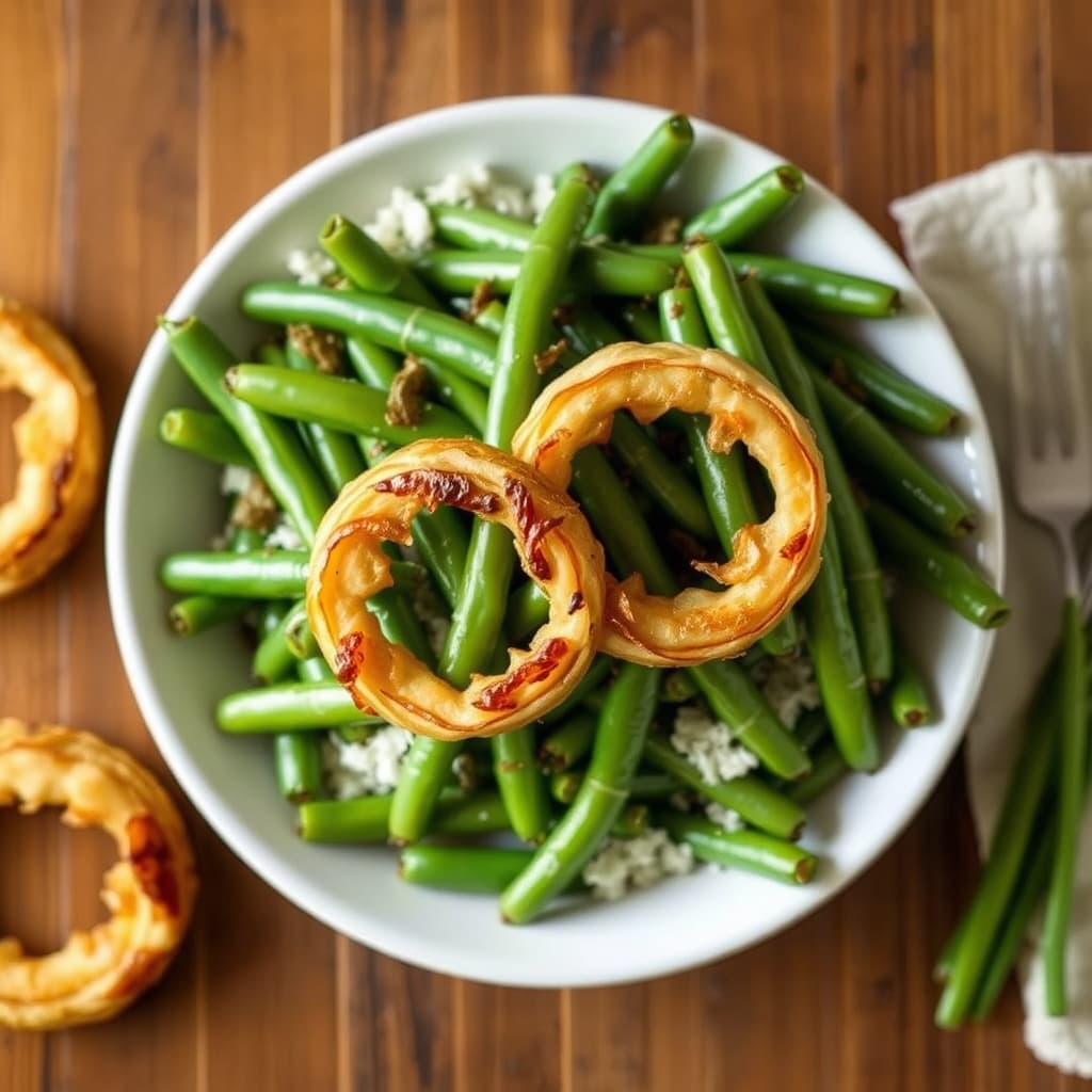 Grønne bønner og sprø løkring