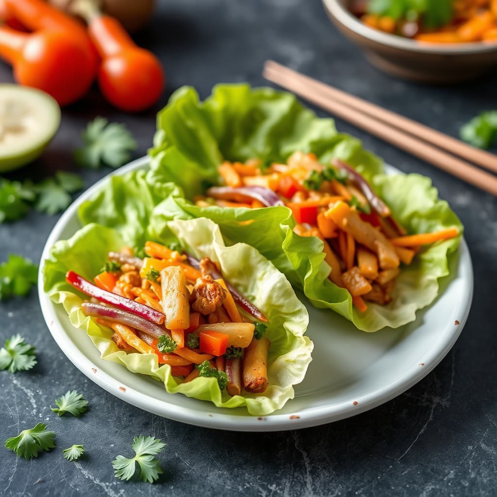 Grønnsaksinnbakte salatwraps (Sin Cai Bao)