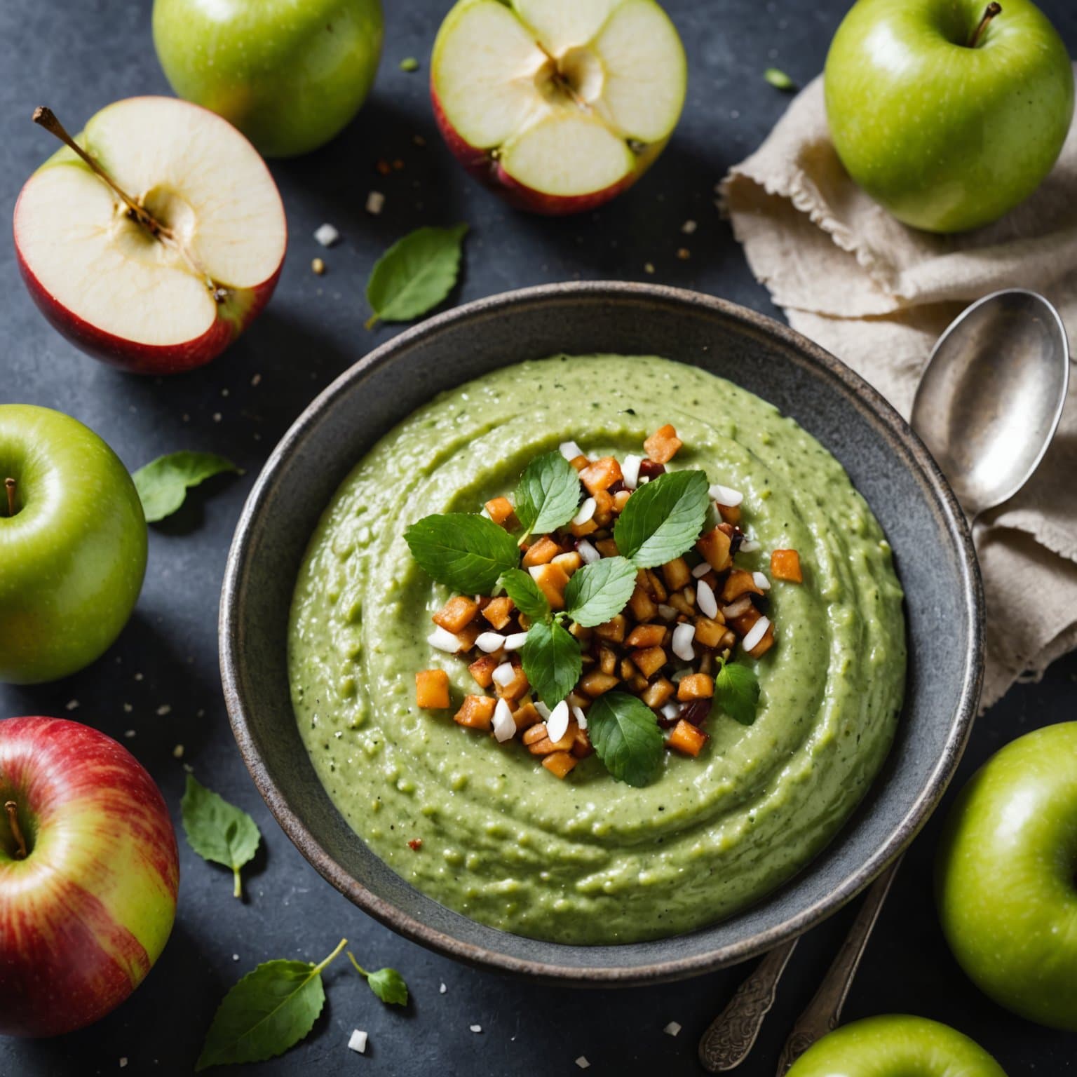 Grønt eple og kokosnøttchutney