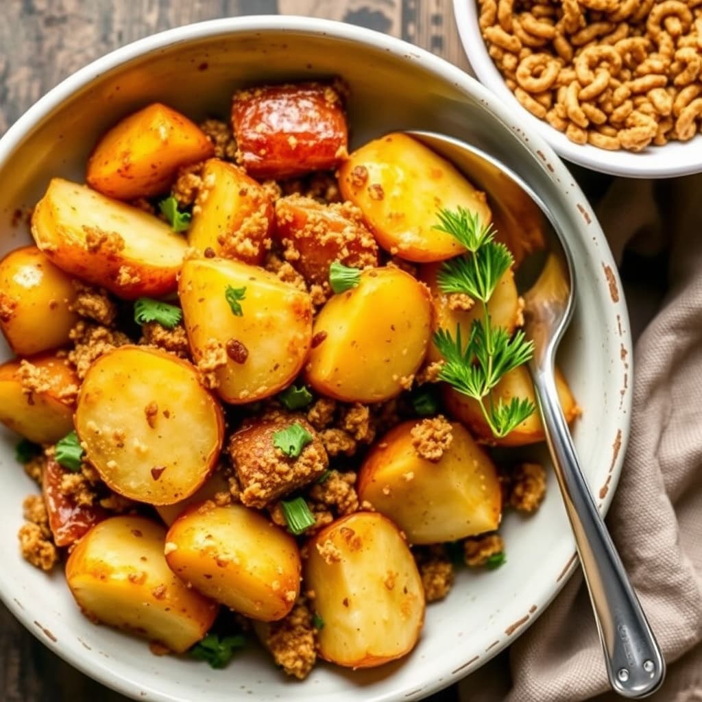 Gullpoteter med kapers- og brunt smørsmuler