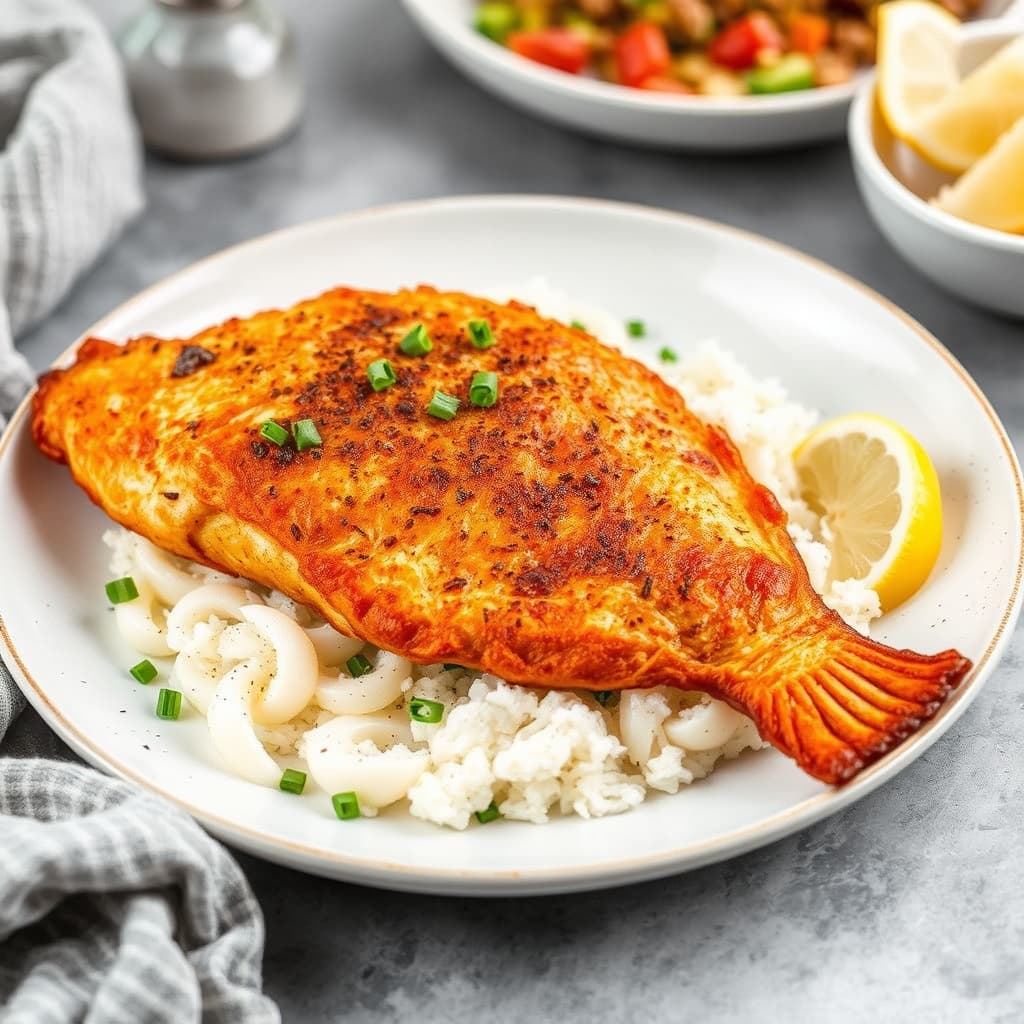 Gullstekt panert fisk