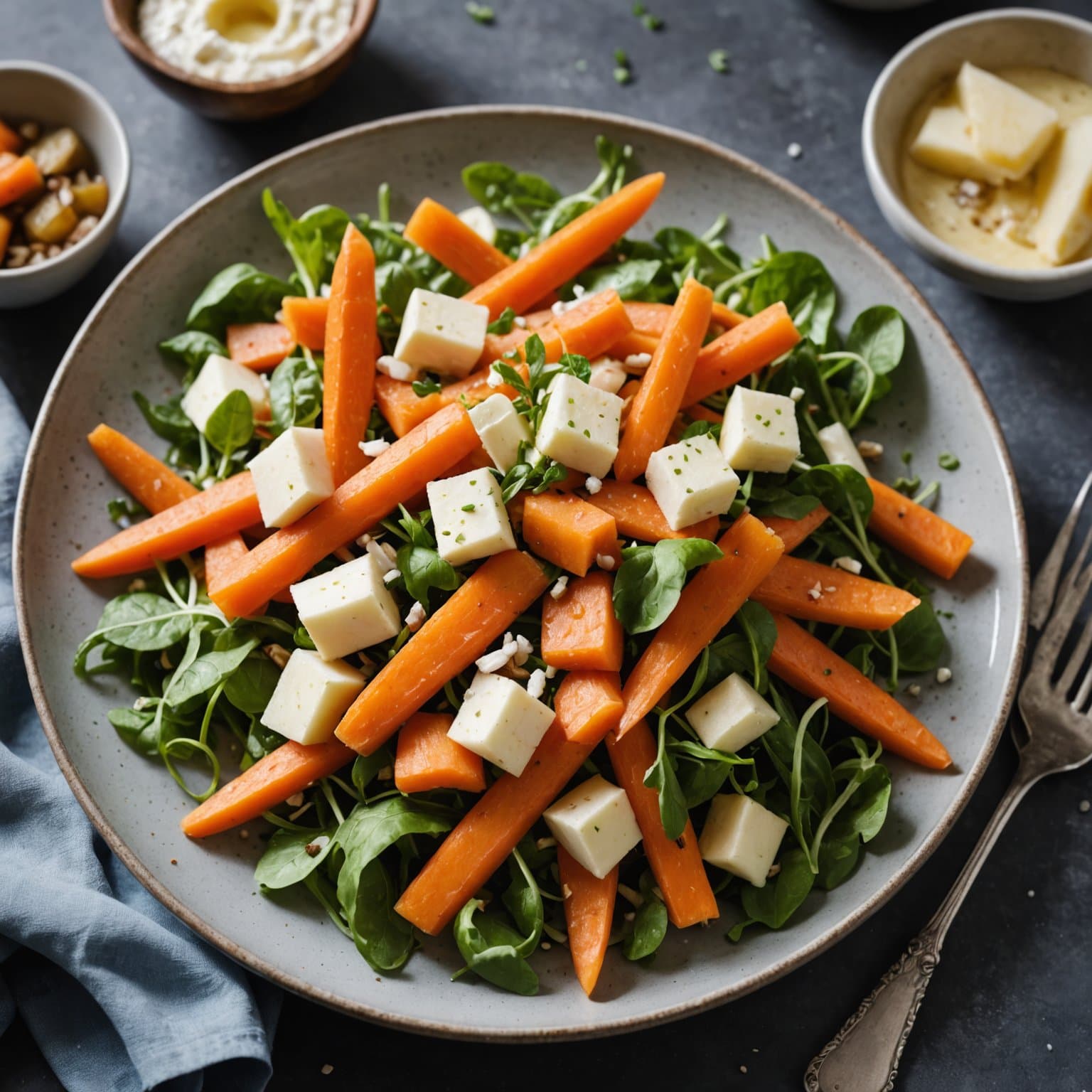 Gulrot-, eple- og pepperrotasalat